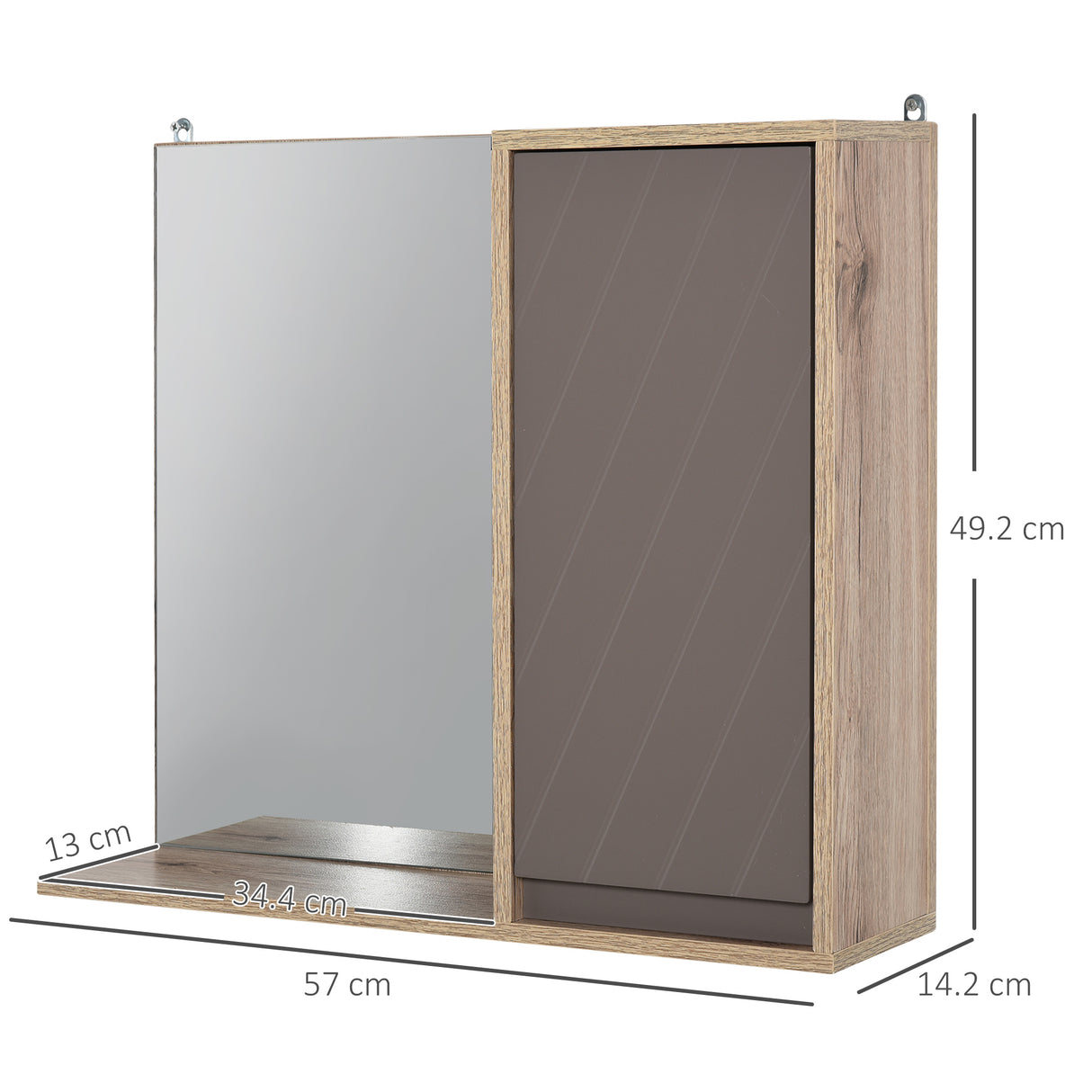 easycomfort easycomfort armadietto pensile per il bagno con mensola e 2 ripiani installazione a parete grigio e rovere 57 x 14 2 x 49 2cm ean 8054111842907