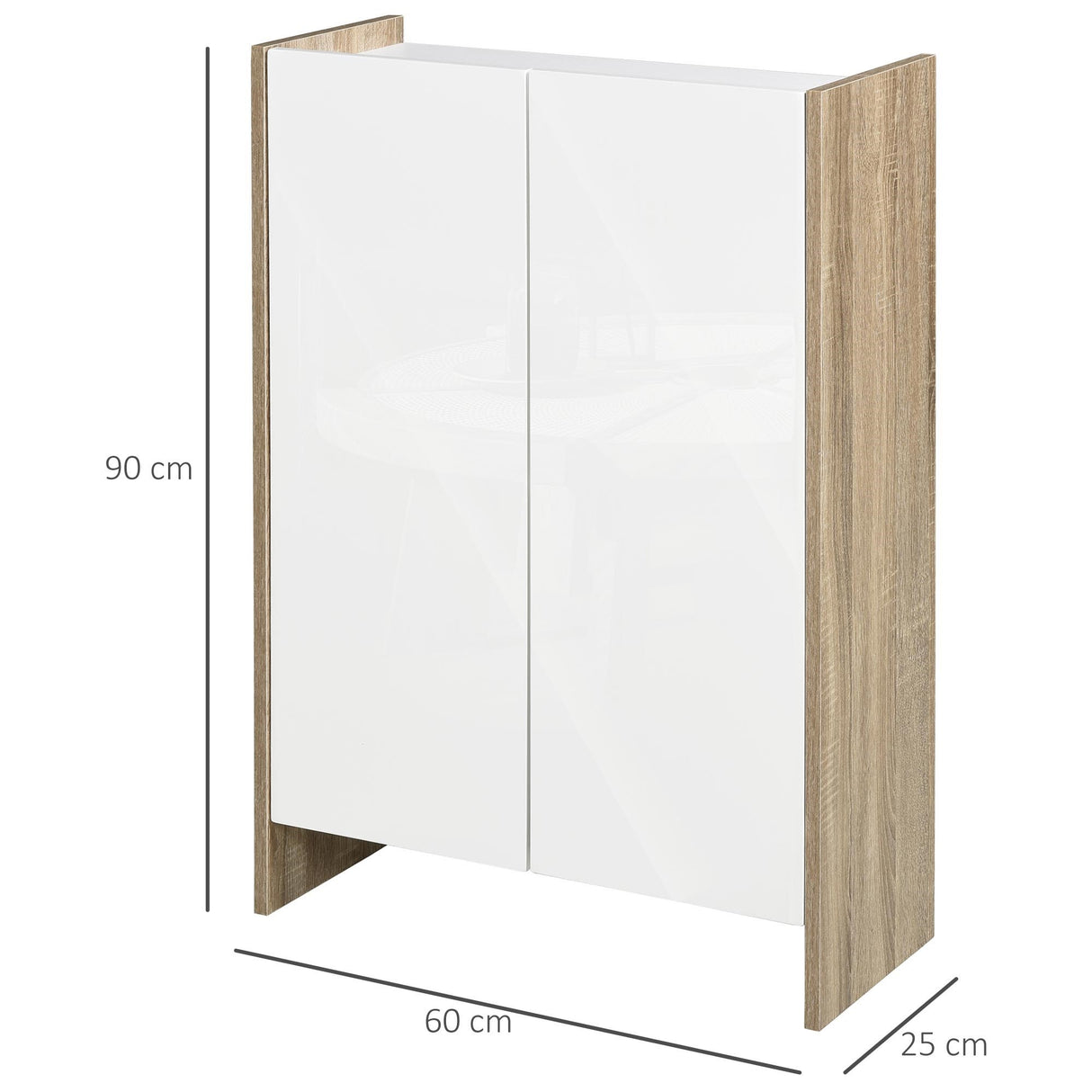 easycomfort easycomfort armadietto a due ante per bagno mobiletto da ingresso o camera in legno color rovere e bianco 60 x 25 x 90cm ean 8054111847759