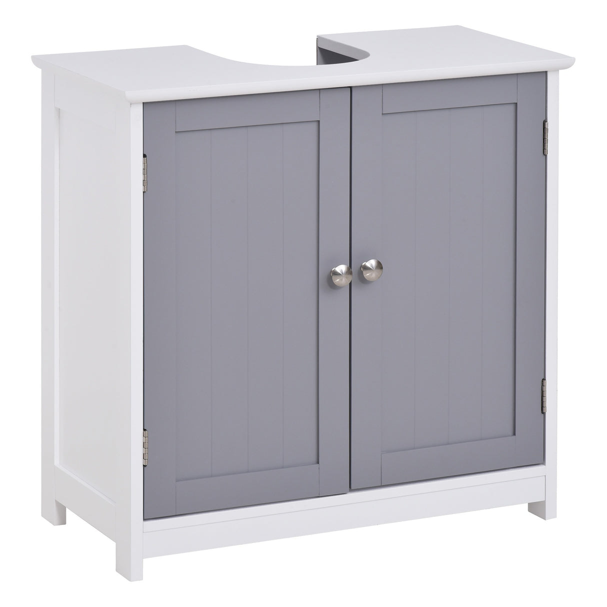 easycomfort easycomfort mobile sotto lavabo bagno con taglio a u armadietto 2 ante con mensola regolabile in mdf 60x30x60cm bianco grigio