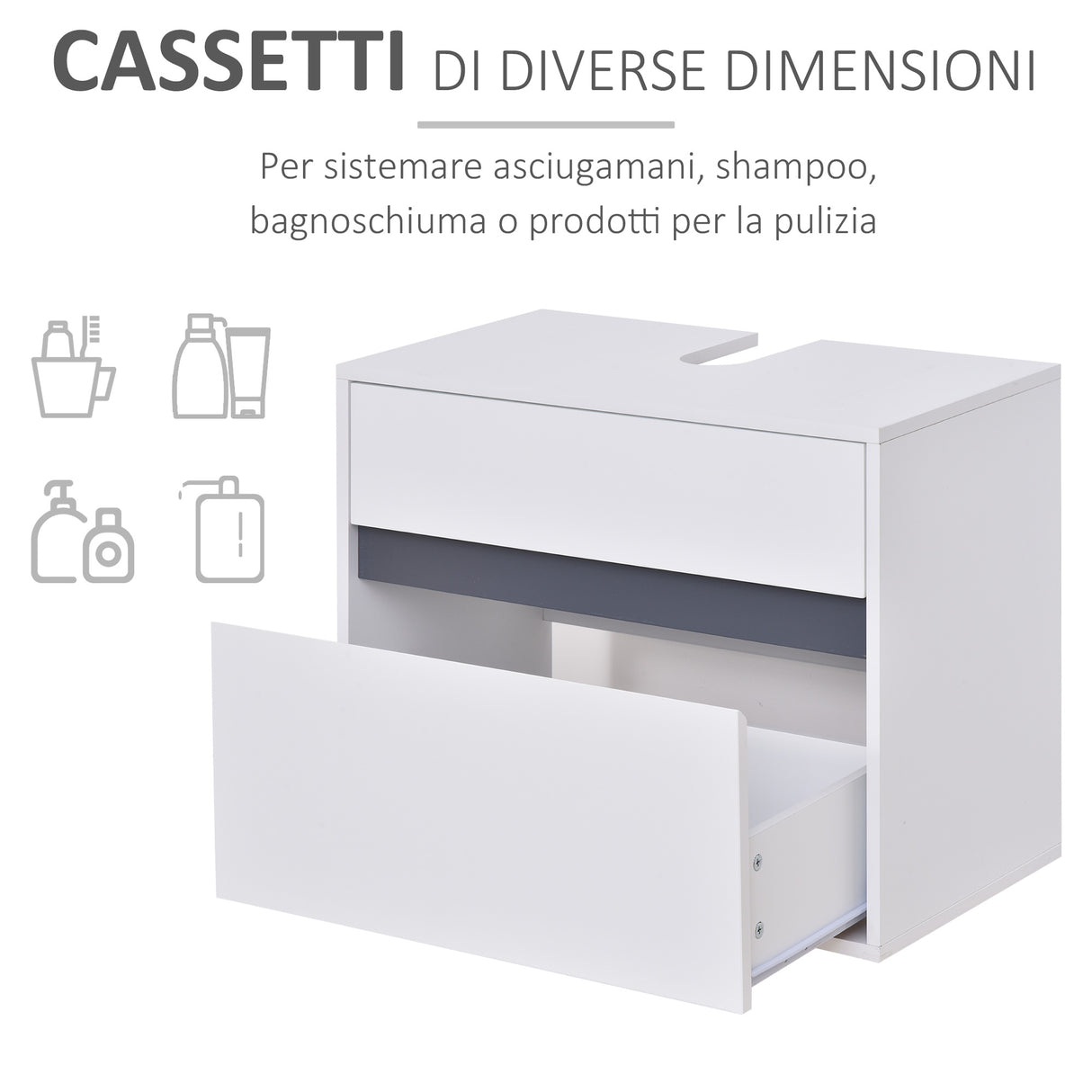 easycomfort easycomfort mobiletto sottolavabo e copricolonna per il bagno in legno bianco con 2 cassetti e taglio a u 67 x 36 x 52cm ean 8054111848138