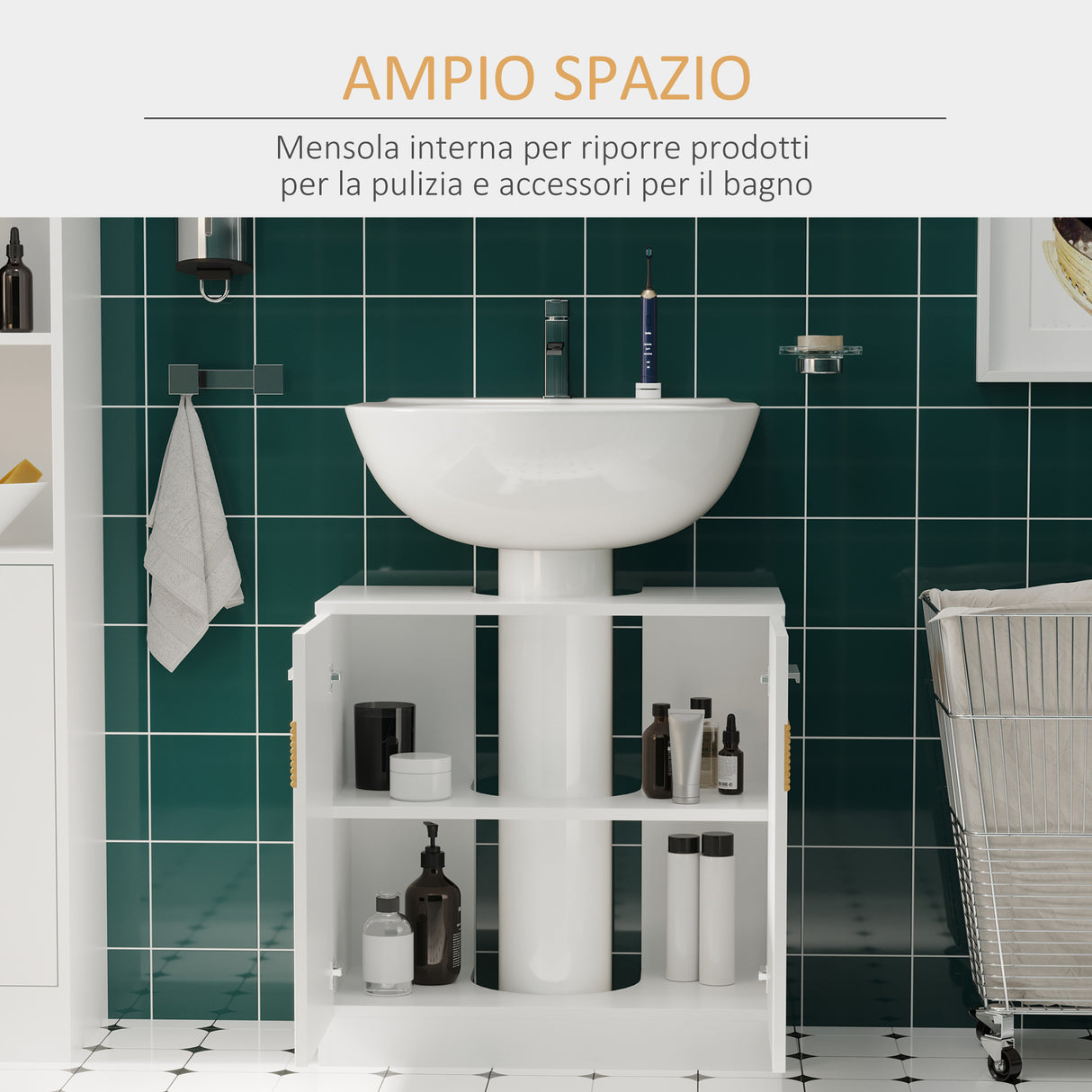 easycomfort easycomfort mobile sotto lavabo bagno mobiletto bagno sottolavandino con antine in legno 60x30x60 5cm bianco