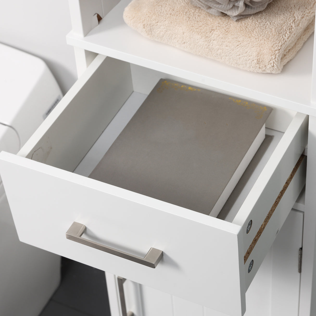 easycomfort easycomfort armadietto bagno con scaffale a 3 livelli 1 cassetto e 1 mobiletto 34x30x163cm