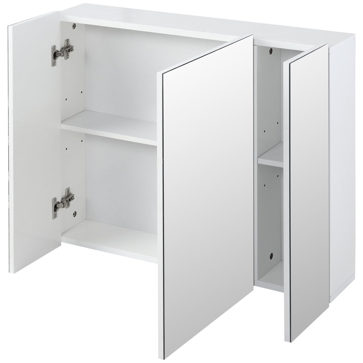 easycomfort easycomfort armadietto bagno con 3 ante specchiate e ripiani regolabili 70x15x60cm bianco