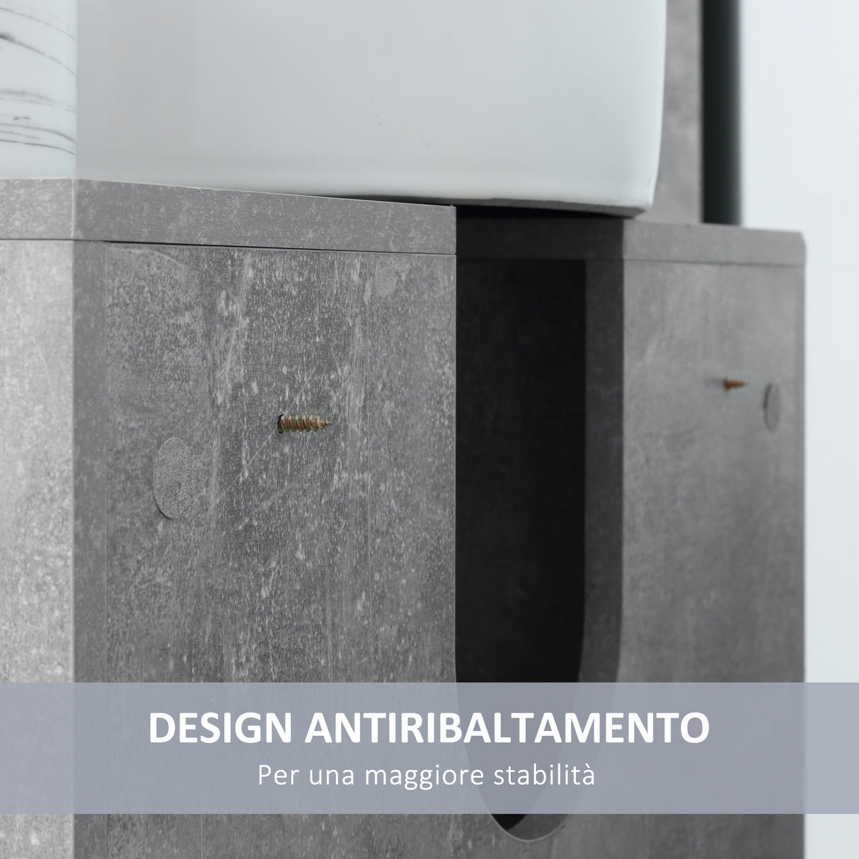 easycomfort easycomfort mobiletto sottolavandino con intaglio a u e 6 ripiani in legno 60x30x68cm bianco grigio