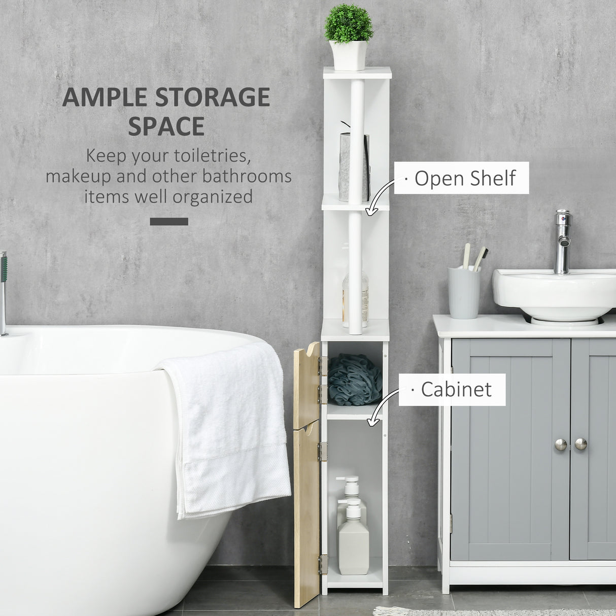 easycomfort easycomfort colonna bagno con 2 ripiani e 2 armadietti mobile alto salvaspazio 15 2x29 8x118 cm bianco e color legno