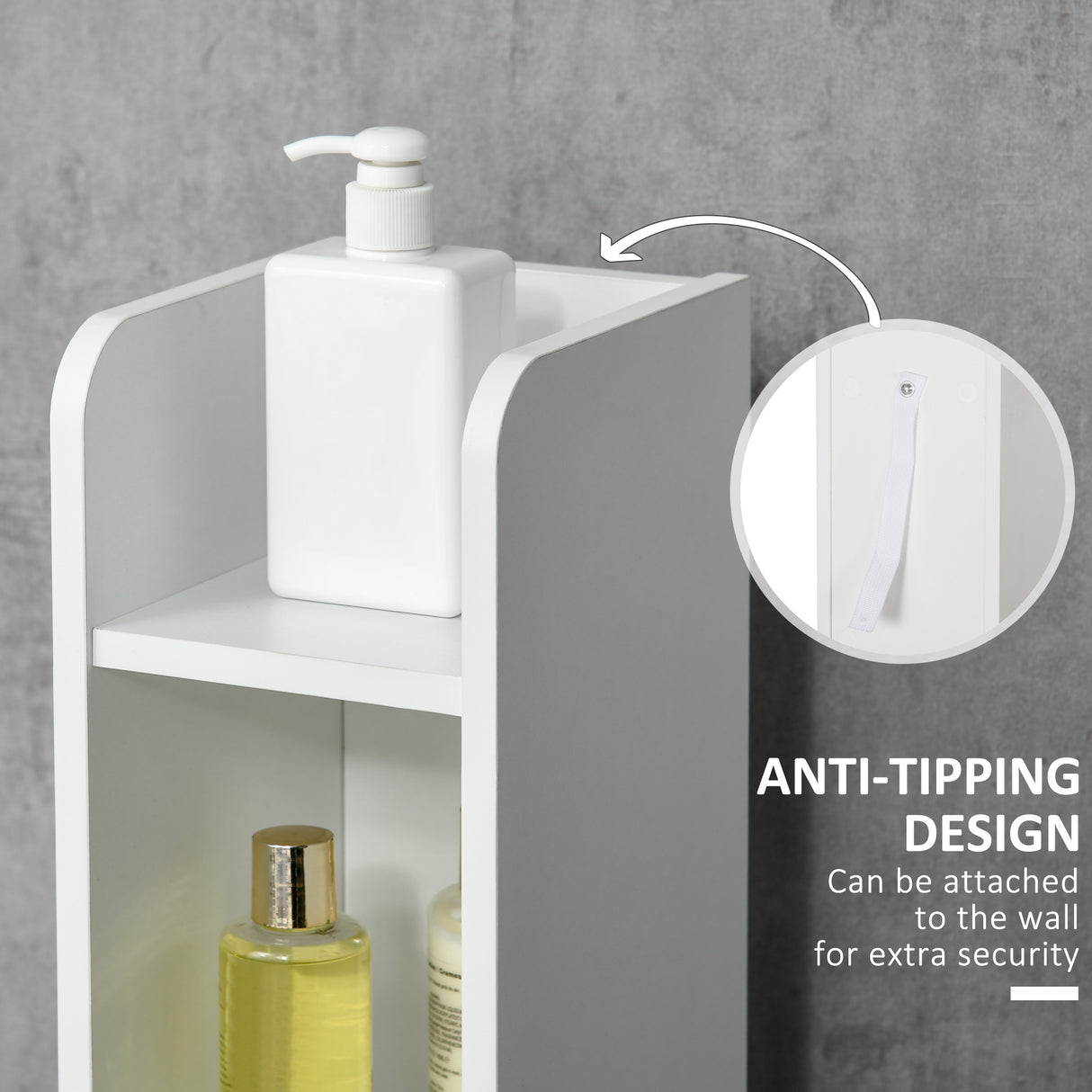 easycomfort easycomfort colonna bagno con mensole e armadietti mobile alto salvaspazio in legno 15x17x120cm bianco e grigio