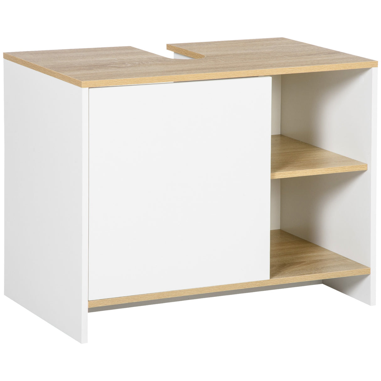 easycomfort easycomfort mobile bagno sottolavabo con armadietto e 2 mensole in legno truciolare 77 x 45 x 60cm bianco e color legno