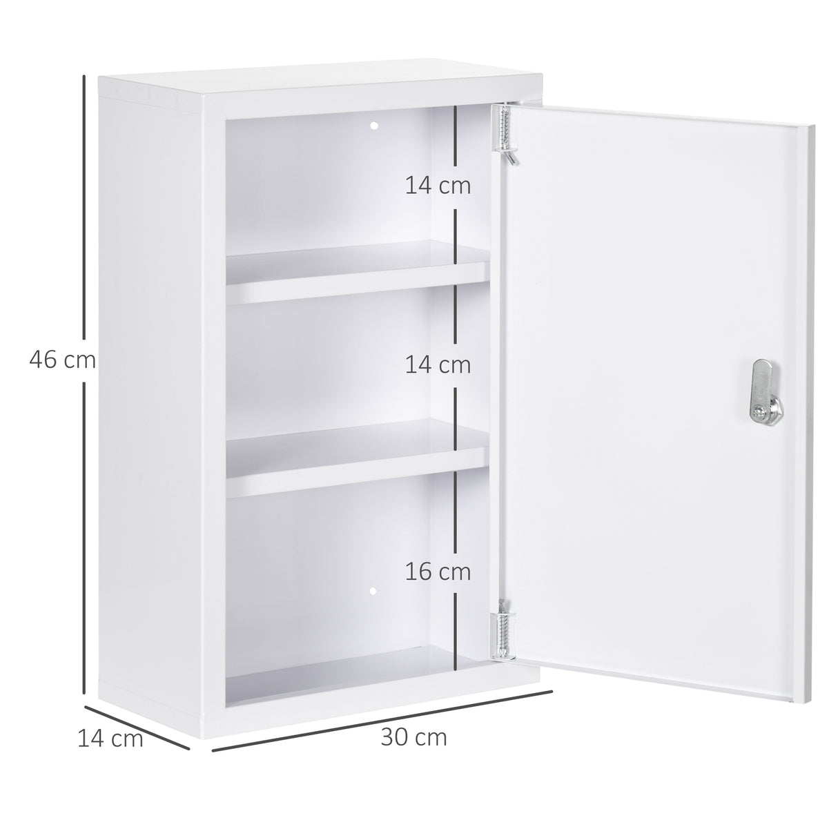 easycomfort easycomfort armadietto medicinali a 3 ripiani in acciaio inox con 2 chiavi e montaggio a parete 30x14x46 cm bianco