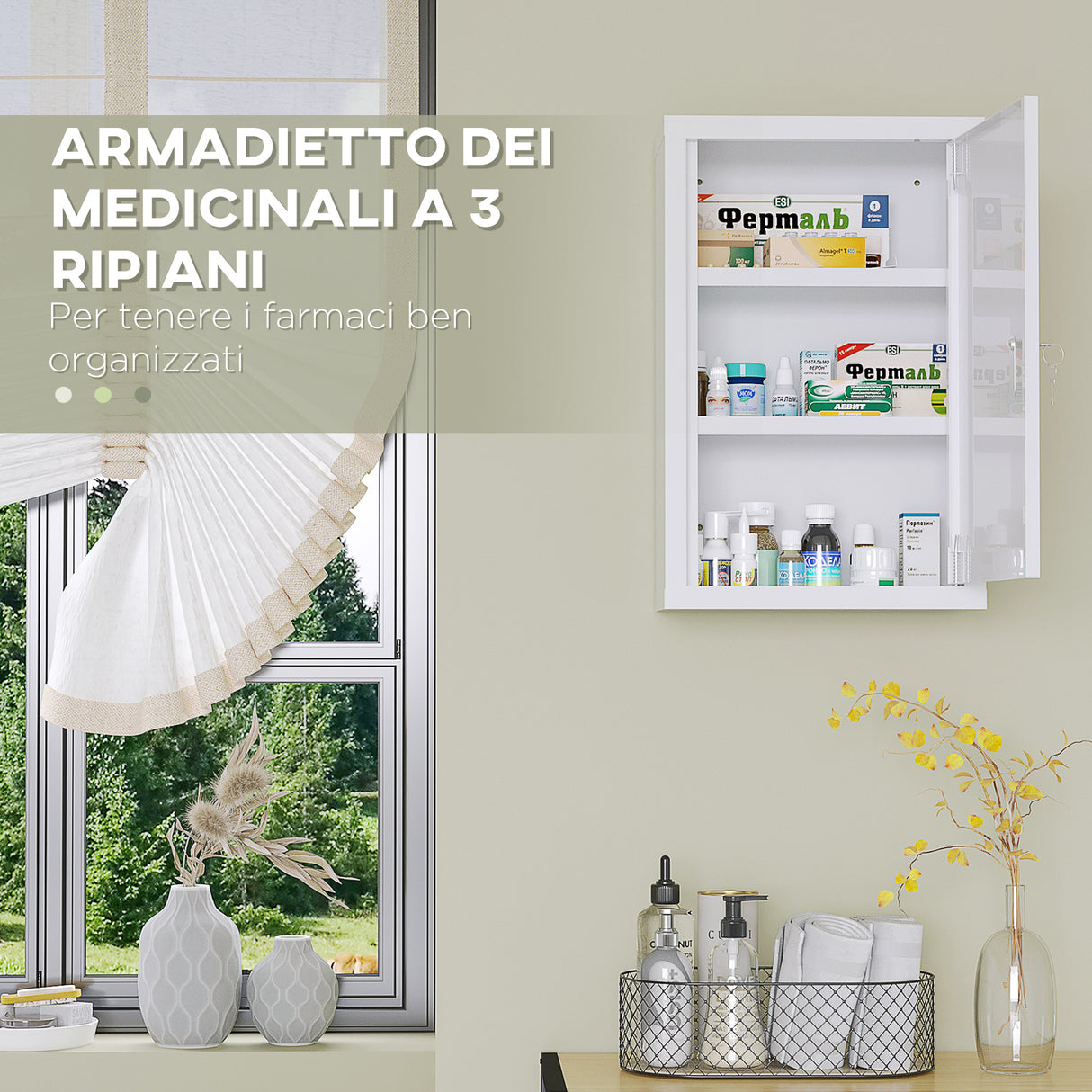 easycomfort easycomfort armadietto medicinali a 3 ripiani in acciaio inox con 2 chiavi e montaggio a parete 30x14x46 cm bianco