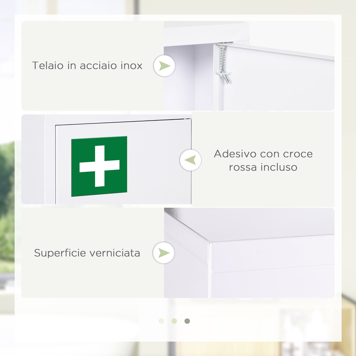 easycomfort easycomfort armadietto medicinali a 3 ripiani in acciaio inox con 2 chiavi e montaggio a parete 30x14x46 cm bianco