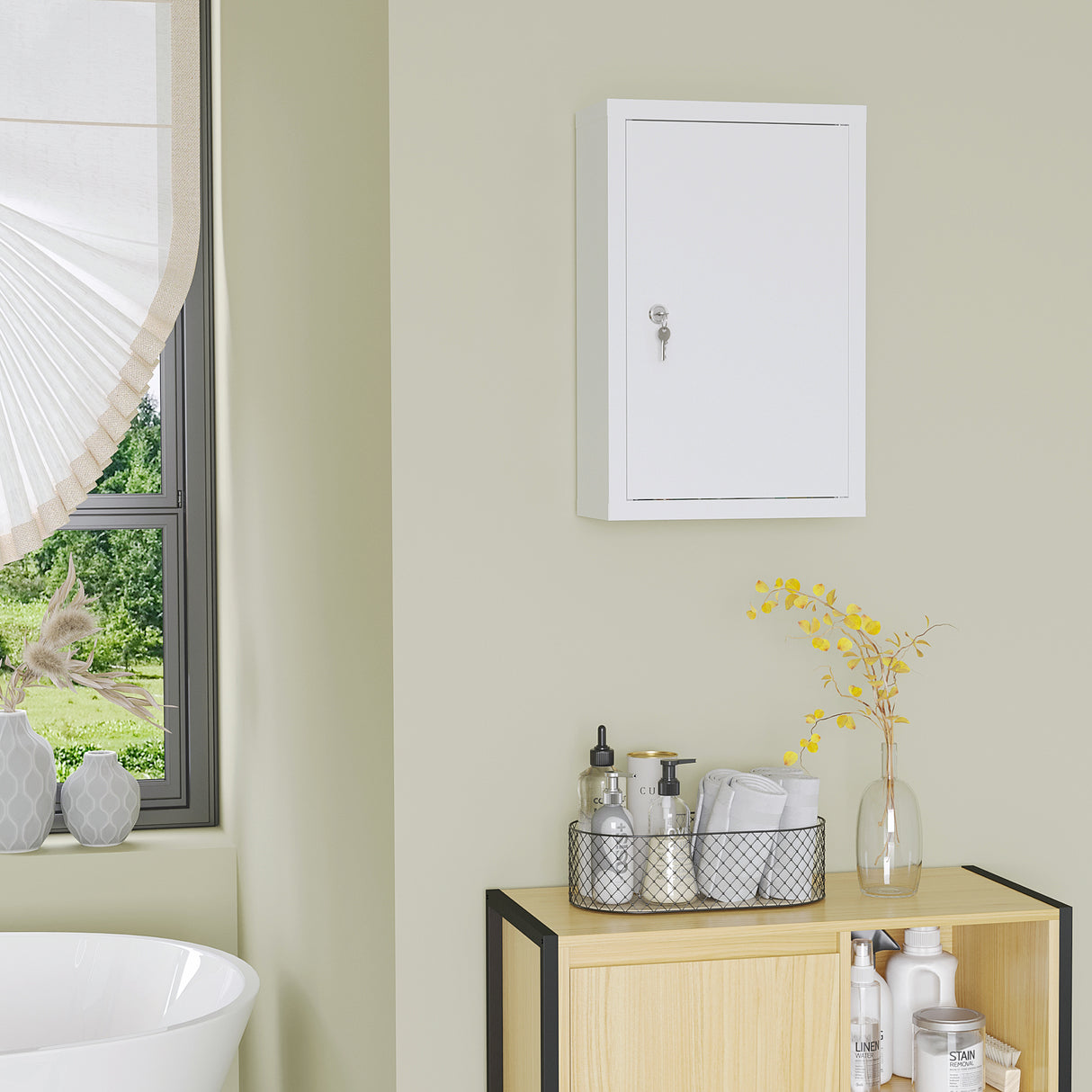 easycomfort easycomfort armadietto medicinali a 3 ripiani in acciaio inox con 2 chiavi e montaggio a parete 30x14x46 cm bianco