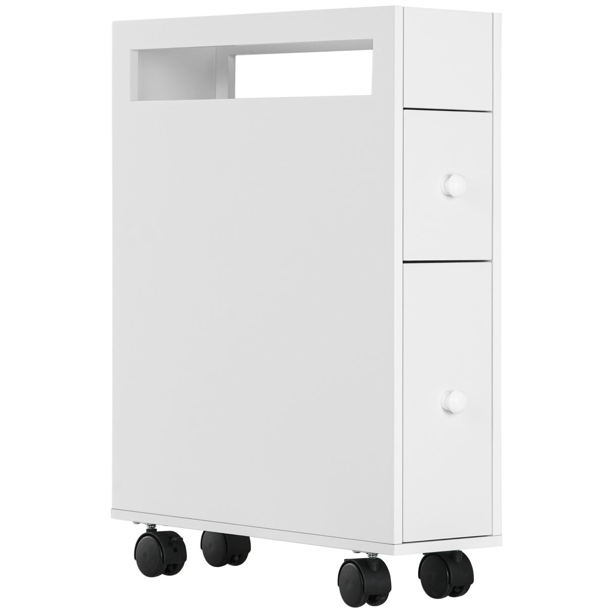 easycomfort easycomfort mobiletto salvaspazio bagno con 4 ruote 2 cassetti e ripiano aperto 16x49 5x66cm bianco