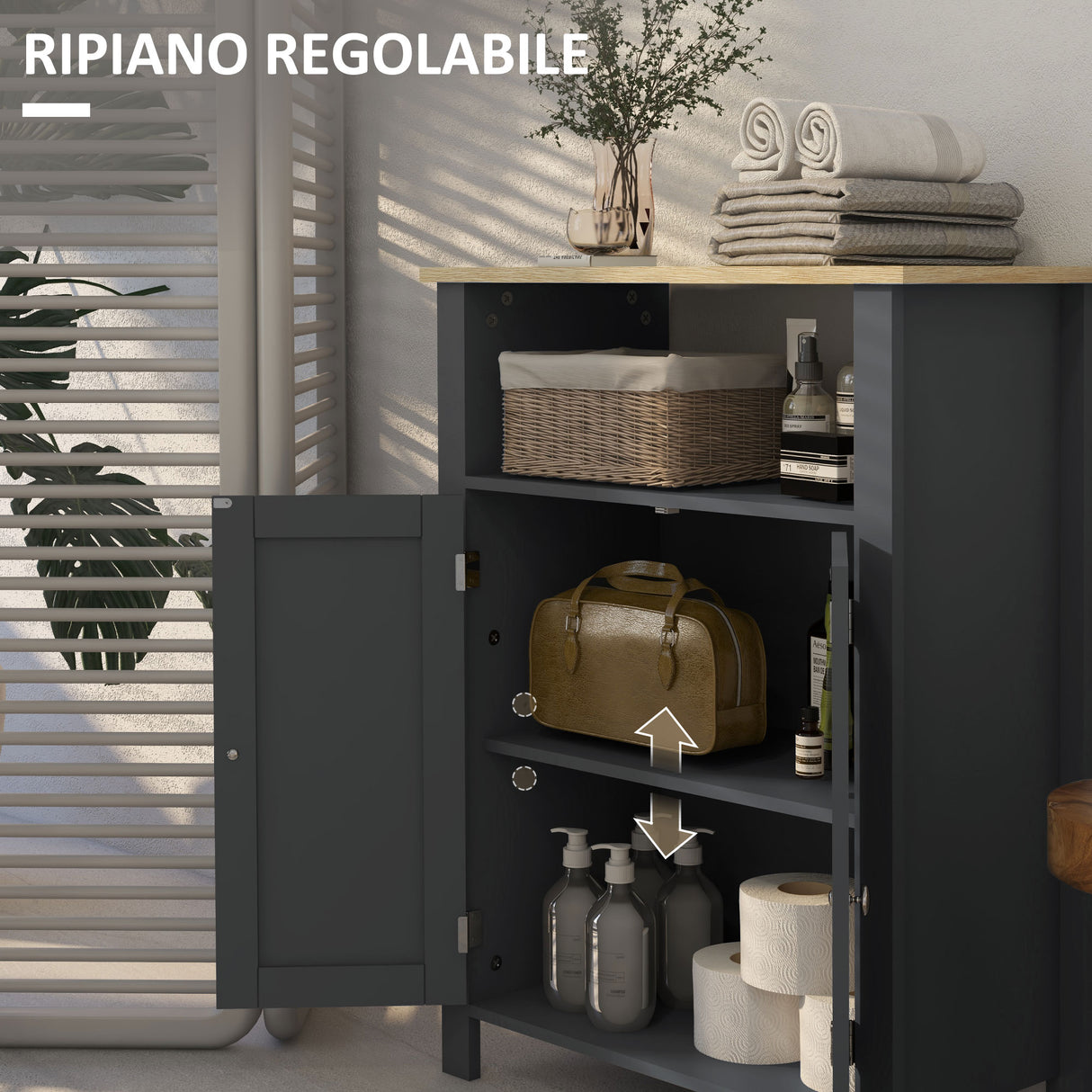 easycomfort easycomfort mobiletto bagno a 3 ripiani in mdf e truciolato con ripiano interno regolabile 60x30x80 5 cm