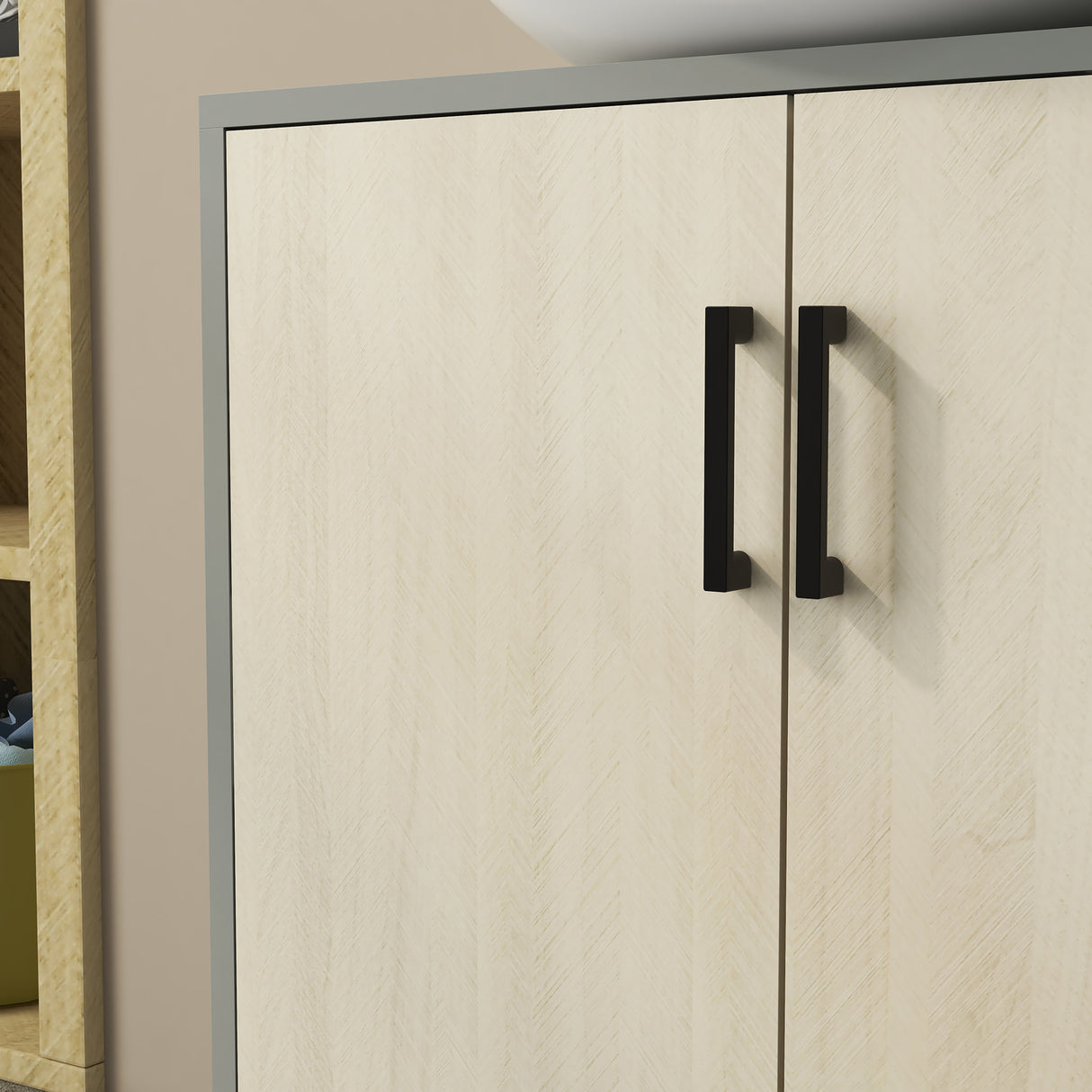 easycomfort easycomfort mobile bagno sottolavabo con doppia anta e ripiano in truciolato 60x30x60cm grigio e color quercia