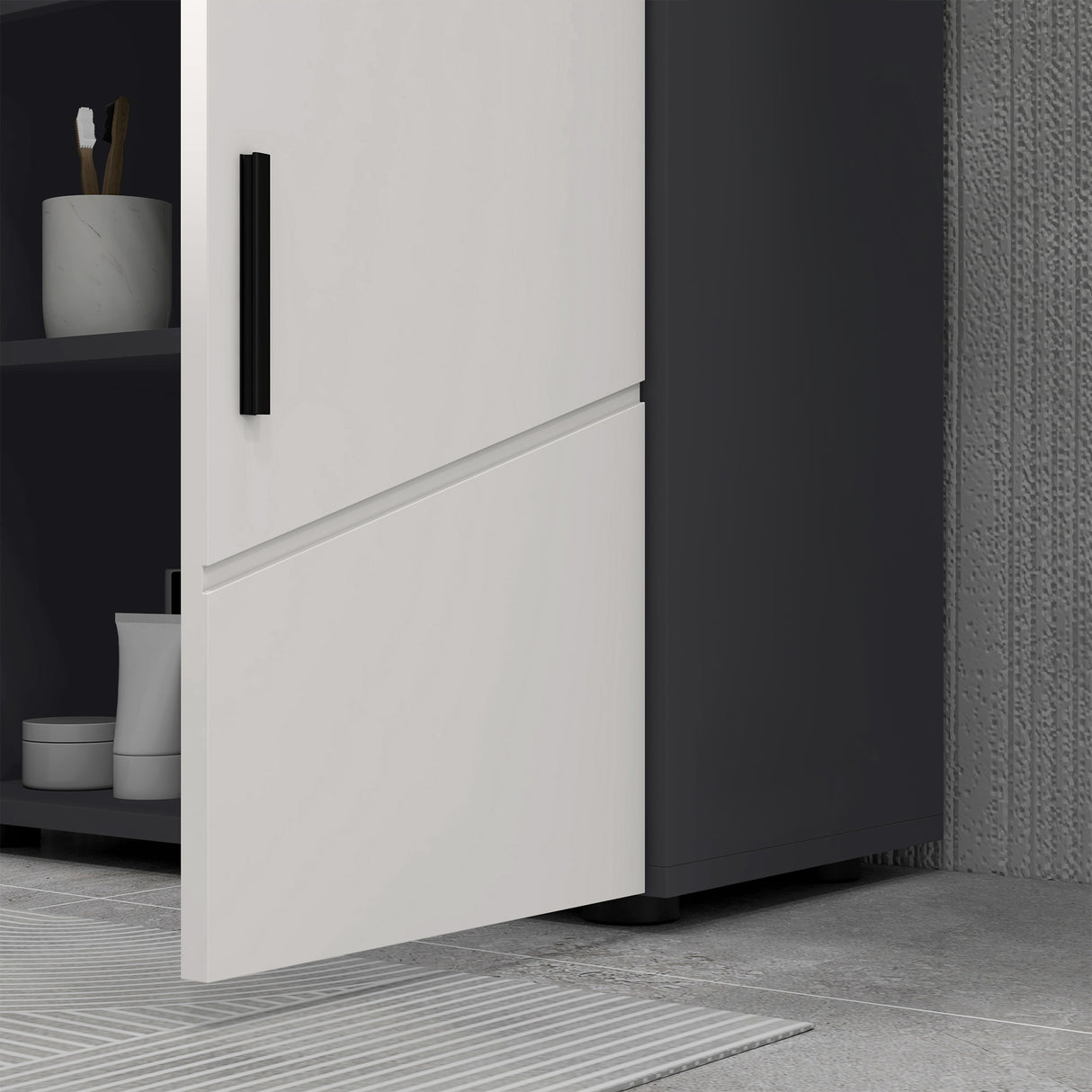 easycomfort easycomfort mobile sottolavabo bagno in legno con armadietto 2 ante 60x30x60cm grigio