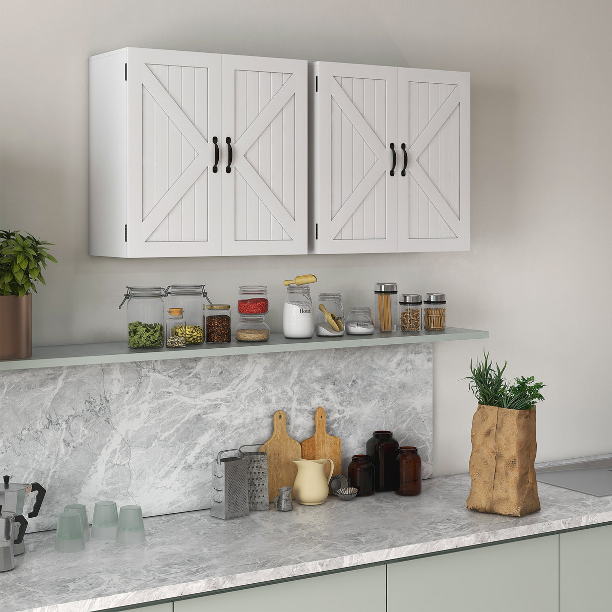 easycomfort easycomfort armadietto pensile bagno in legno stile country con ripiano regolabile 60x30x60cm bianco