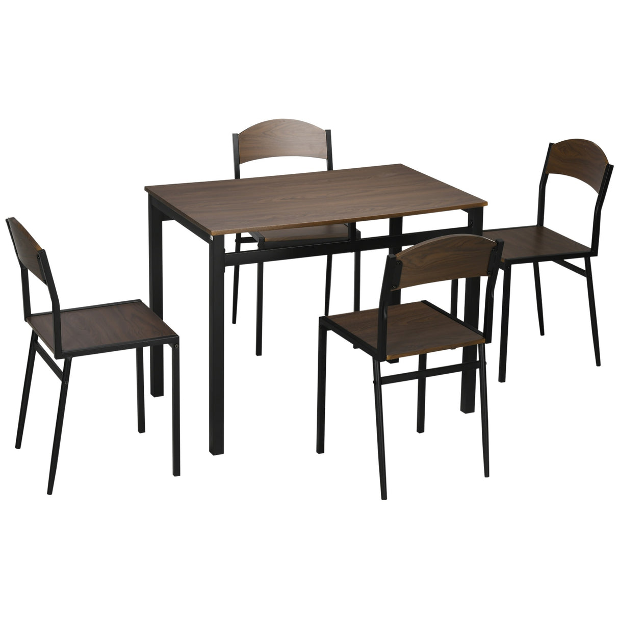 easycomfort easycomfort set da pranzo da 5 pezzi con 1 tavolo rettangolare 100x63x76 5 cm e 4 sedie 45x40x82 cm in acciaio e mdf