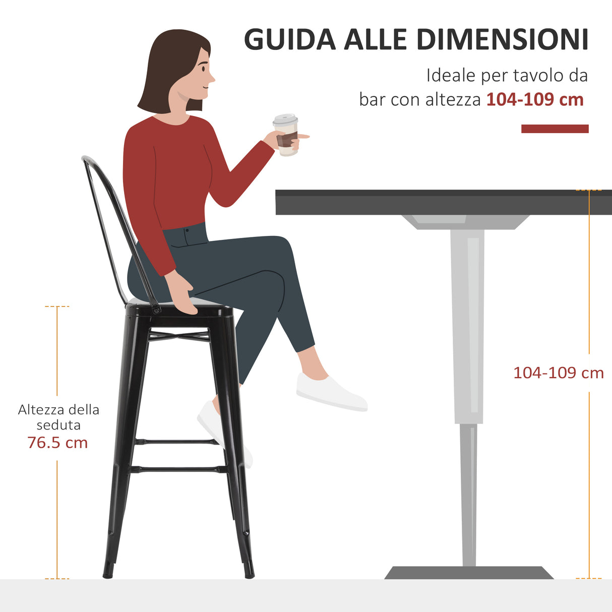 easycomfort easycomfort set 4 sgabelli da bar impilabile sedie alti da cucina in metallo con schienale rimovibile design industriale con poggiapiedi 44x49x116cm nero ean 8055776913988