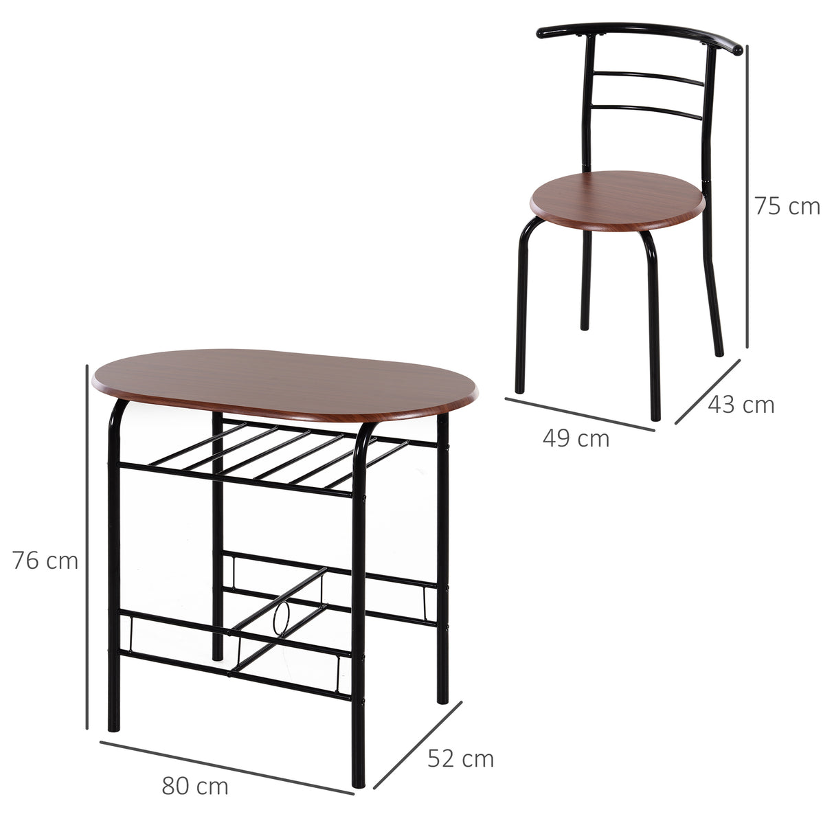 easycomfort easycomfort set tavolo moderno con 2 sedie per sala da pranzo set 3 pezzi mobili salvaspazio da cucina balcone ristorante o bar marrone e nero ean 8054111847506