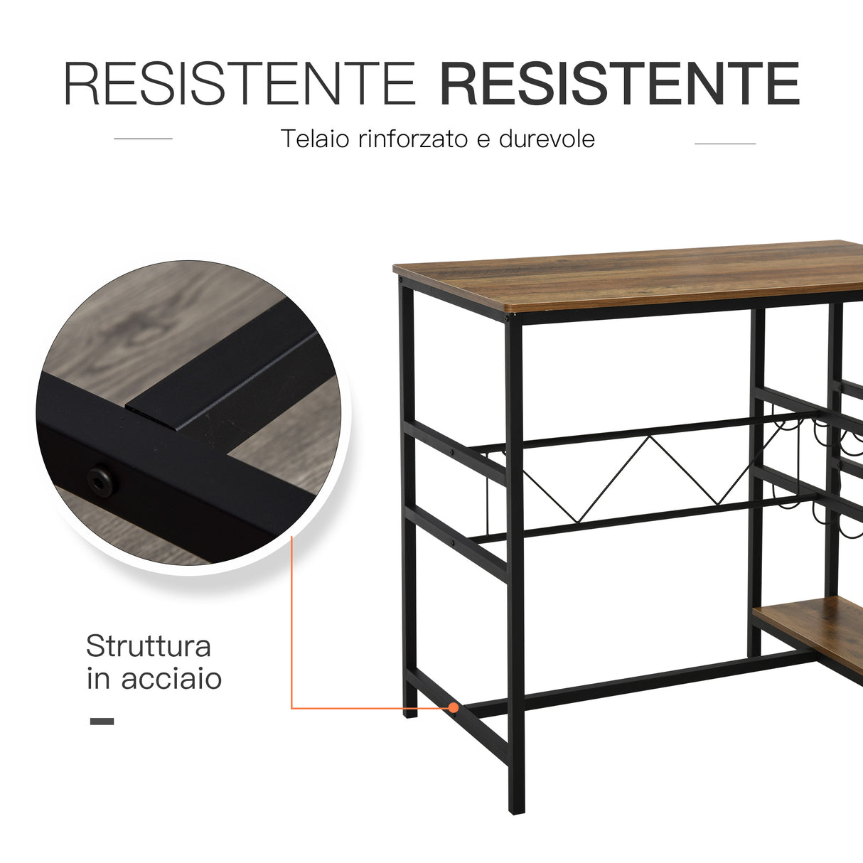 easycomfort easycomfort set tavolo 2 sgabelli alti da bar in legno isola cucina con portabottiglie e portabicchieri in stile industriale ean 8055776914565