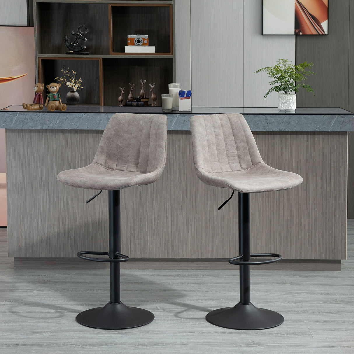 easycomfort easycomfort set 2 sgabelli da bar con schienale poggiapiedi e altezza regolabile stile industriale grigio