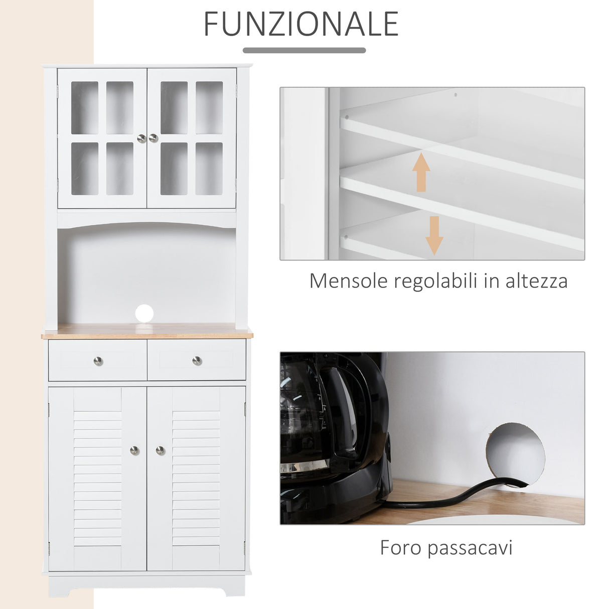 easycomfort easycomfort credenza alta per cucina mobile buffet in legno bianco armadio dispensa in stile classico bianco 68x39 5x170cm ean 8054144135472