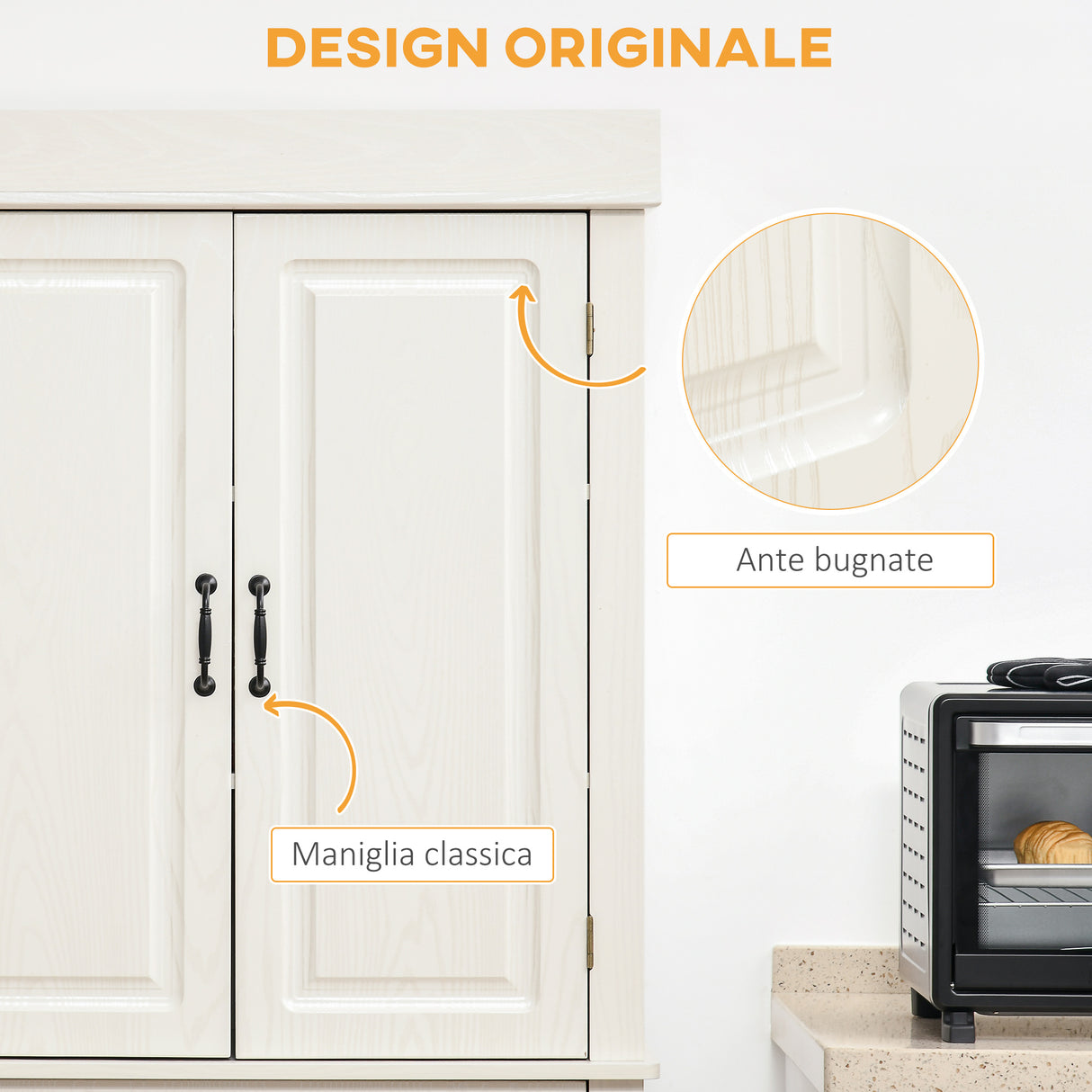 easycomfort easycomfort credenza cucina con 2 armadietti e cassetto in stile coloniale 80x35x180cm bianco