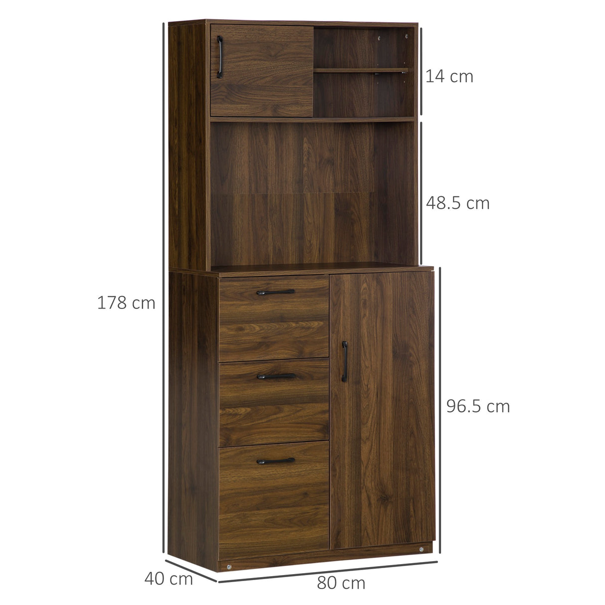 easycomfort easycomfort credenza moderna con 3 cassetti e armadietti mobile dispensa per cucina e soggiorno in legno 80x40x178cm noce