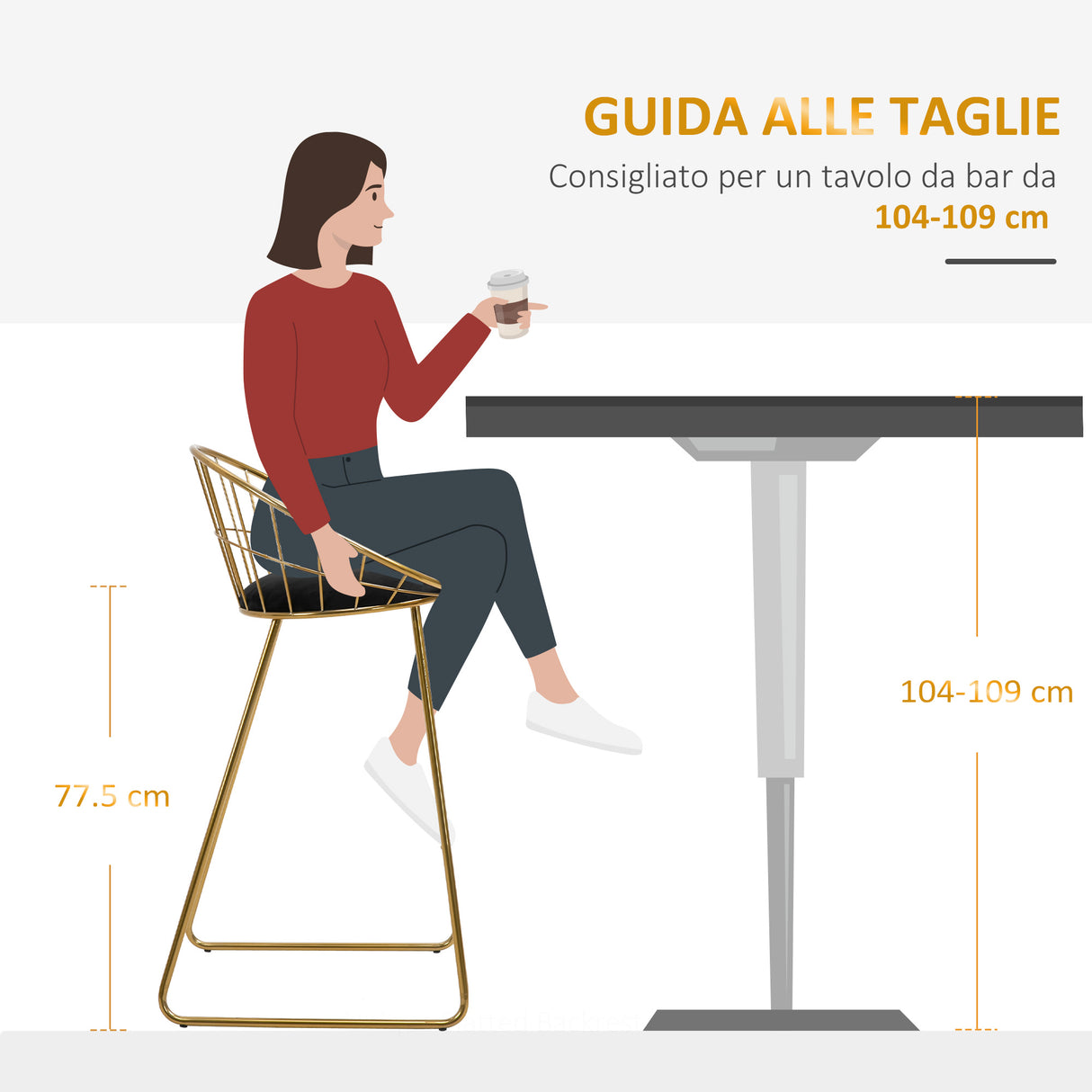 easycomfort easycomfort set 2 sgabelli da bar alti con schienale e poggiapiedi per salotto o cucina stile moderno cuscino in velluto e struttura in metallo 52 5x47x97cm nero e oro