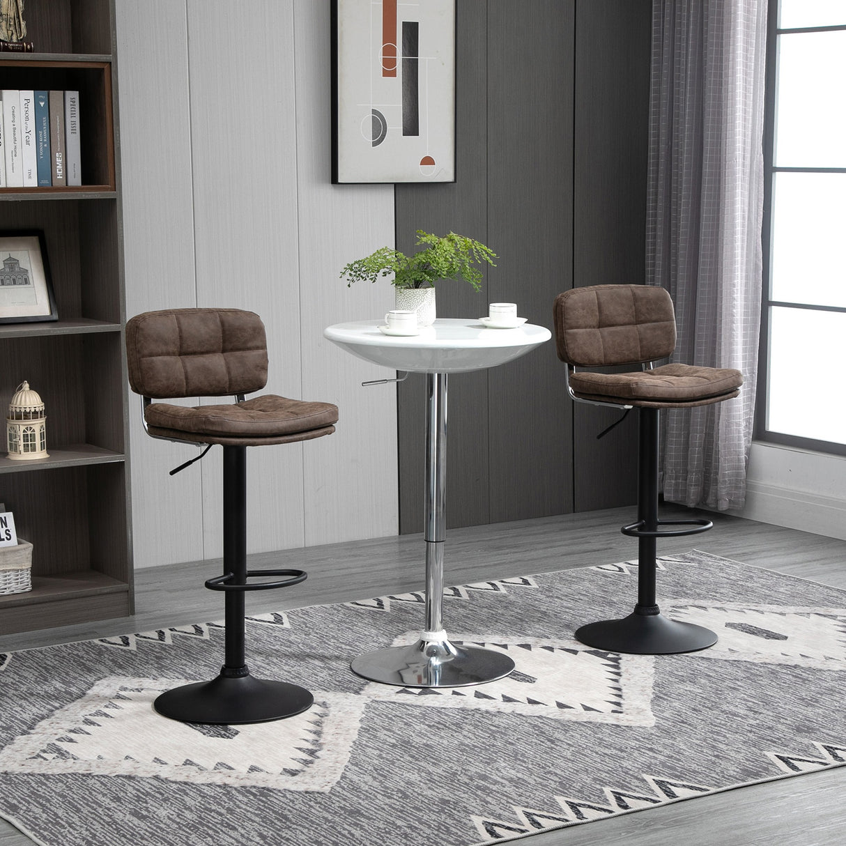 easycomfort easycomfort set 2 sgabelli bar moderni e girevoli con schienale e poggiapiedi sgabelli da cucina con altezza regolabile rivestimento pelle pu e imbottitura 41 5x45x85 107cm