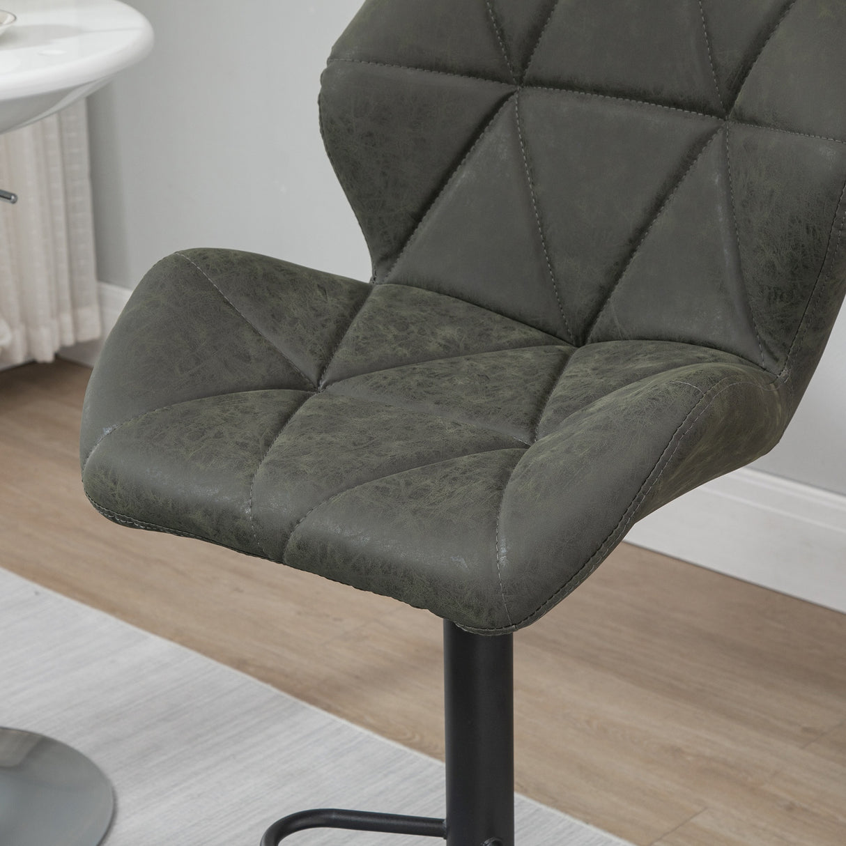 easycomfort easycomfort set 2 sgabelli da bar con altezza regolabile base in metallo e seduta in finta pelle sgabelli con schienale e poggiapiedi 51 5x57 5x93 114 5 cm verde militare