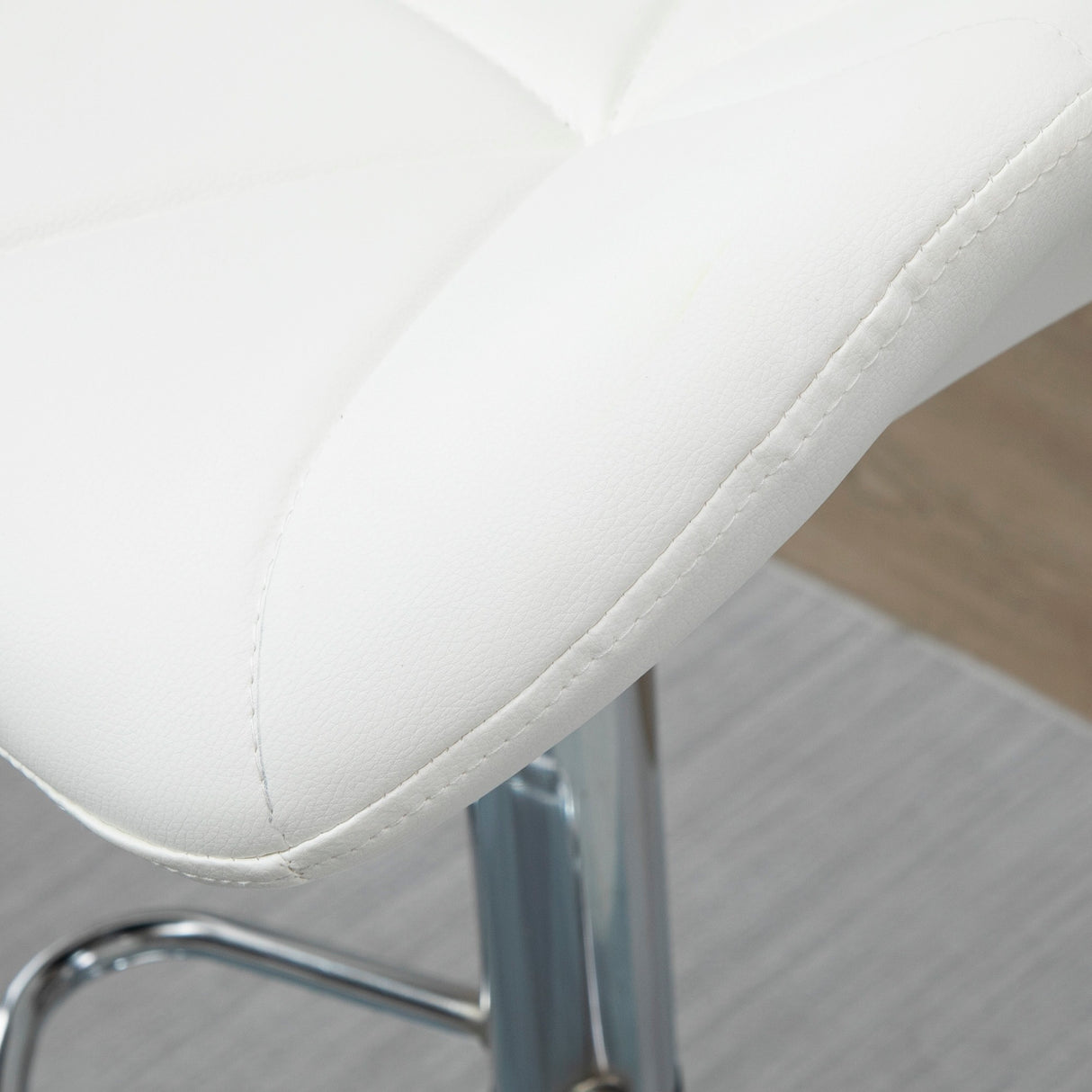 easycomfort easycomfort set 2 sgabelli da bar con altezza regolabile base in metallo e seduta in pelle pu sgabelli con schienale e poggiapiedi 51 5x57 5x93 114 5cm bianco