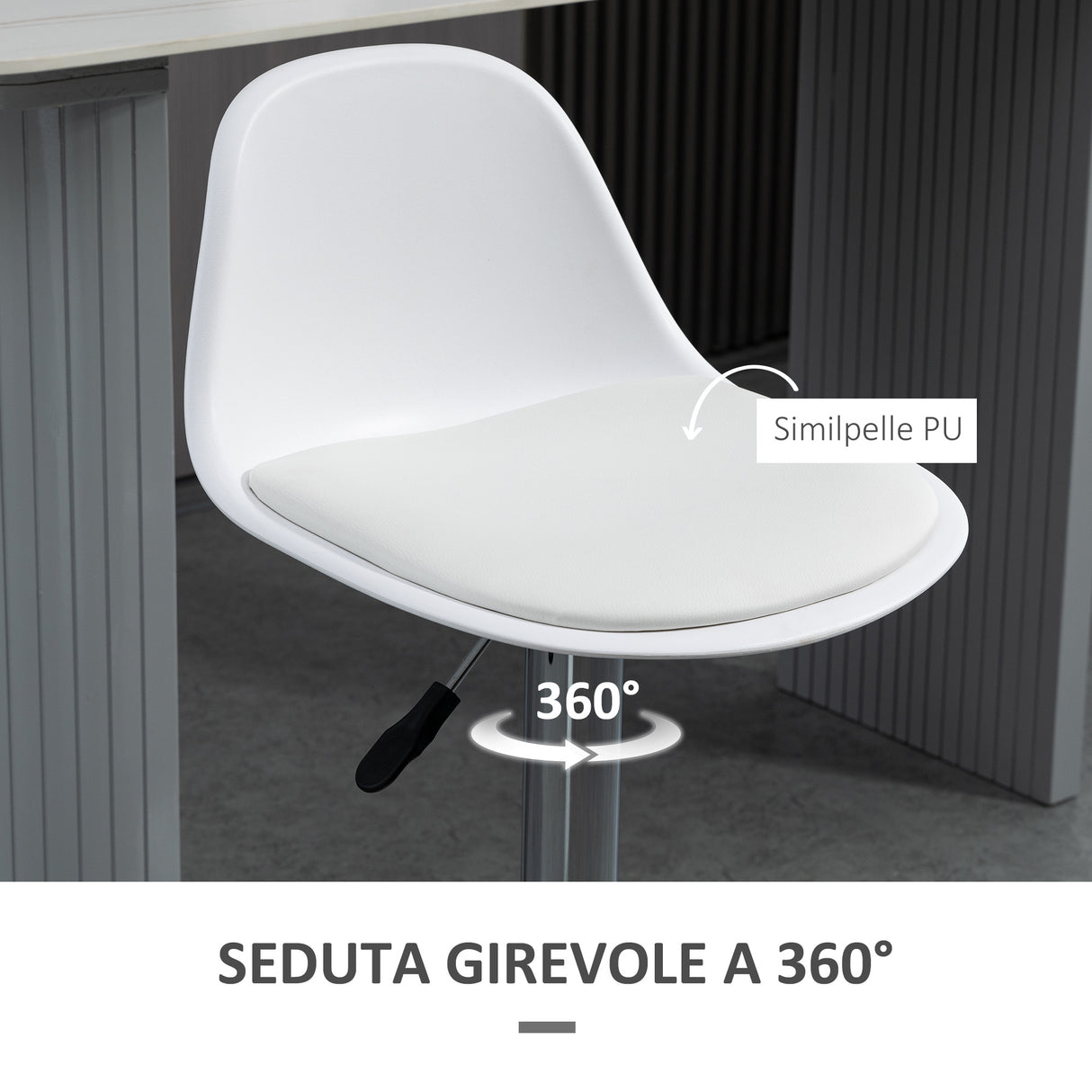 easycomfort easycomfort set 2 sgabelli da bar girevoli con schienale poggiapiedi e altezza regolabile 38x42x82 104cm bianco