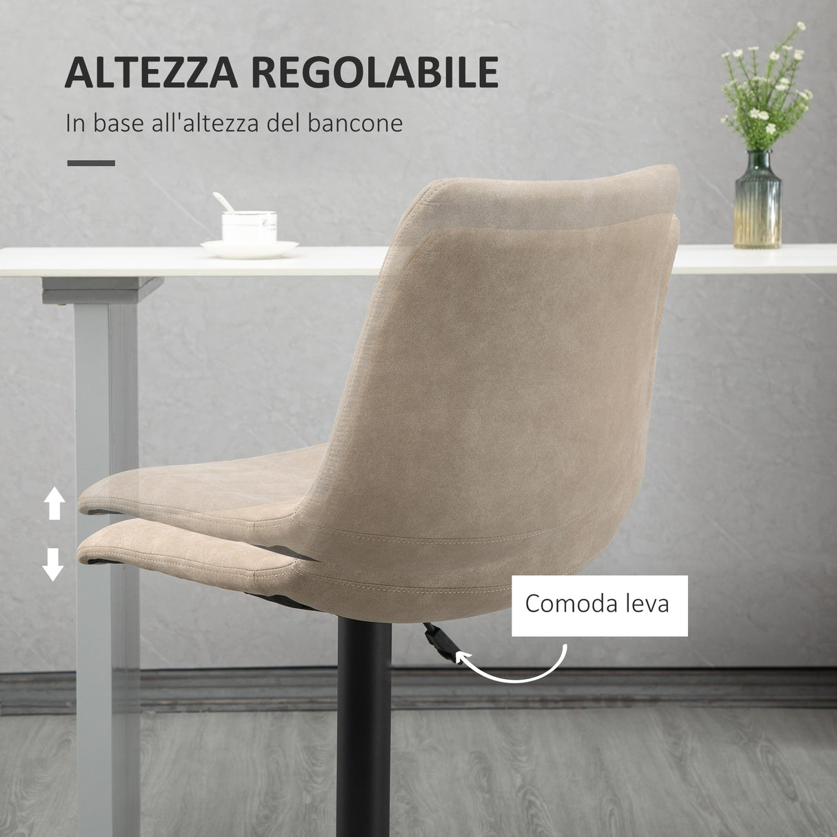 easycomfort easycomfort sgabelli da bar set 2 pezzi ad altezza regolabile in acciaio e poliestere 47 5x57 5x95 116 cm marrone