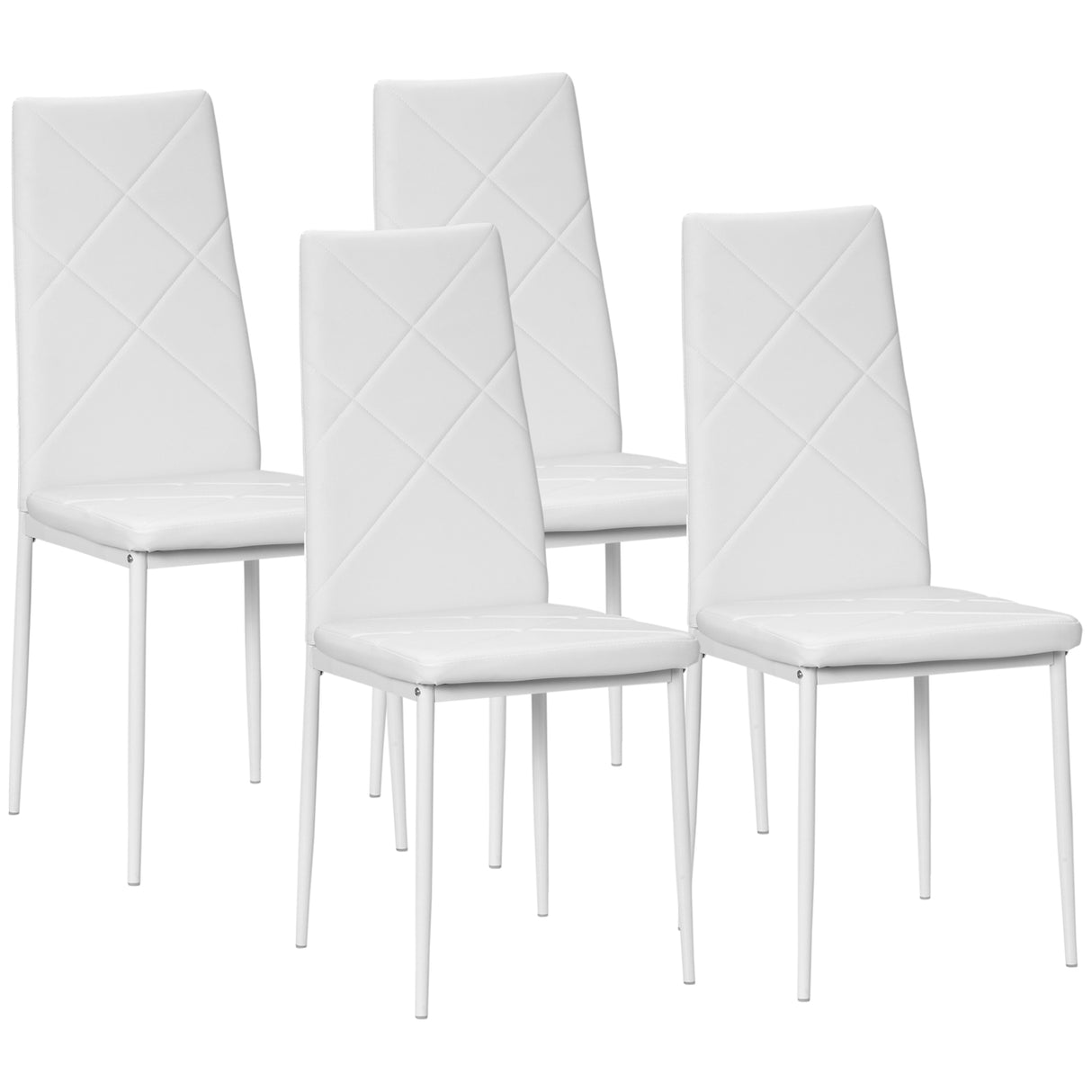 easycomfort easycomfort set di 4 sedie da pranzo con schienale alto in finta pelle e acciaio 41x50x97cm bianco