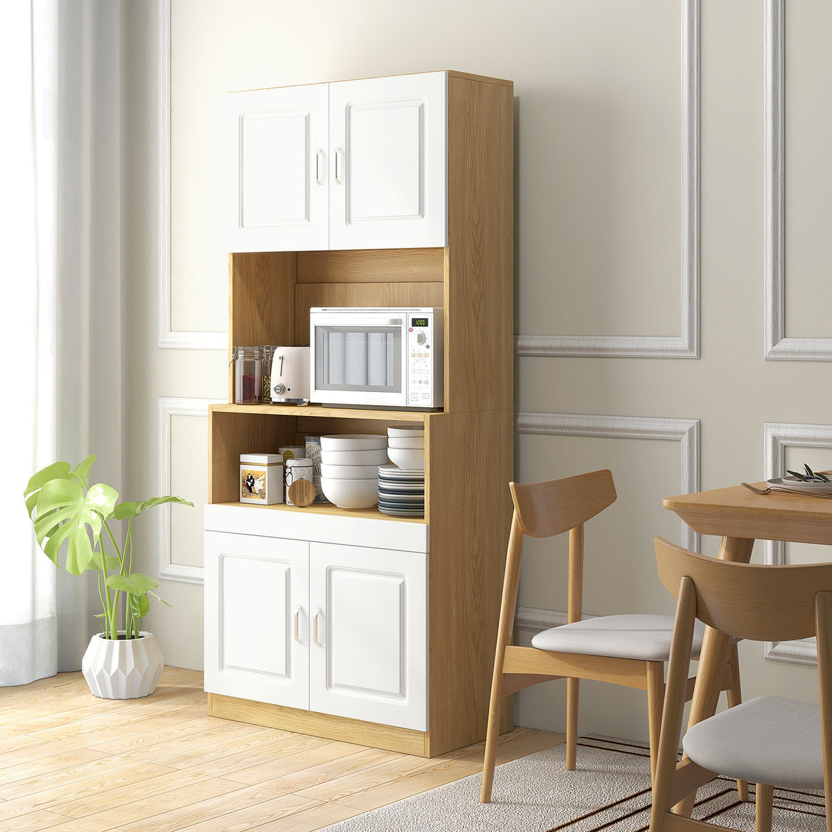 easycomfort easycomfort mobile dispensa alto in truciolato a 4 ante con armadietti e ripiano aperto 80x40x180 cm