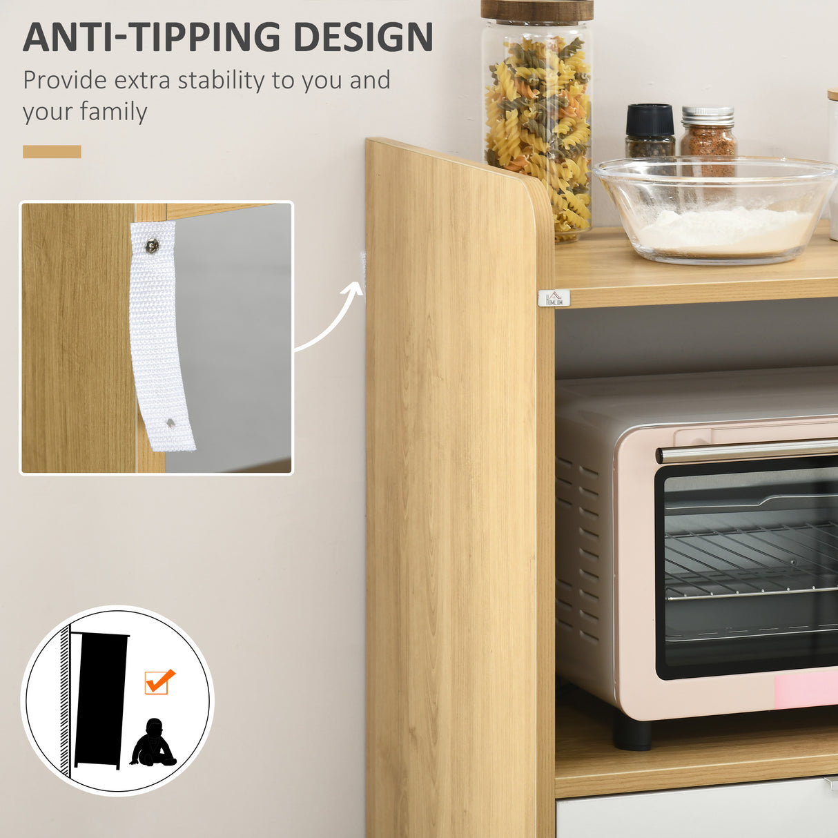 easycomfort easycomfort mobiletto per microonde in truciolato con ripiano superiore cassetto scorrevole e armadietto 58x40x118 cm