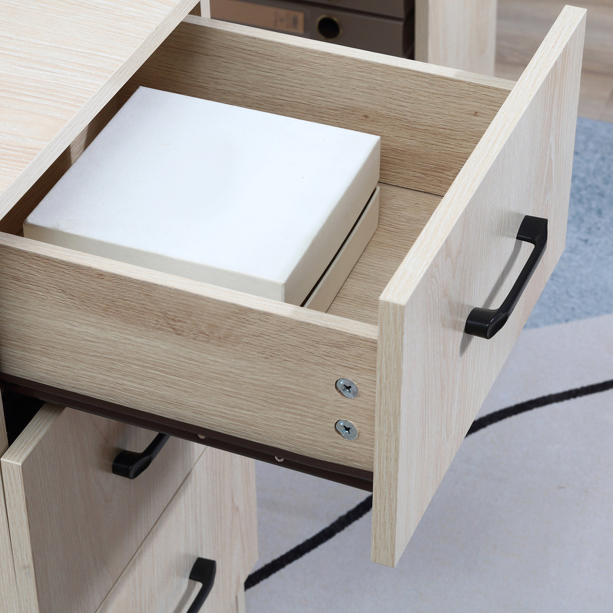 easycomfort easycomfort scrivania pc moderna per camera con 3 cassetti e 3 scaffali in legno per casa e ufficio 120x49x72cm