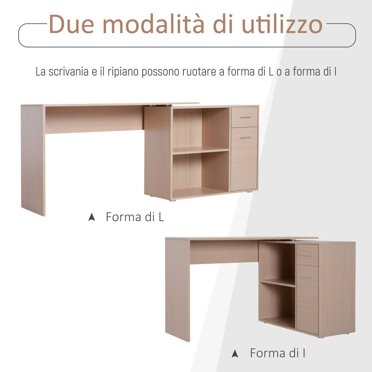 easycomfort easycomfort scrivania moderna per computer girevole con 2 ripiani e 2 cassetti tavolo da pranzo in truciolato 117x82x74 cm color rovere e legno ean 8054111846110