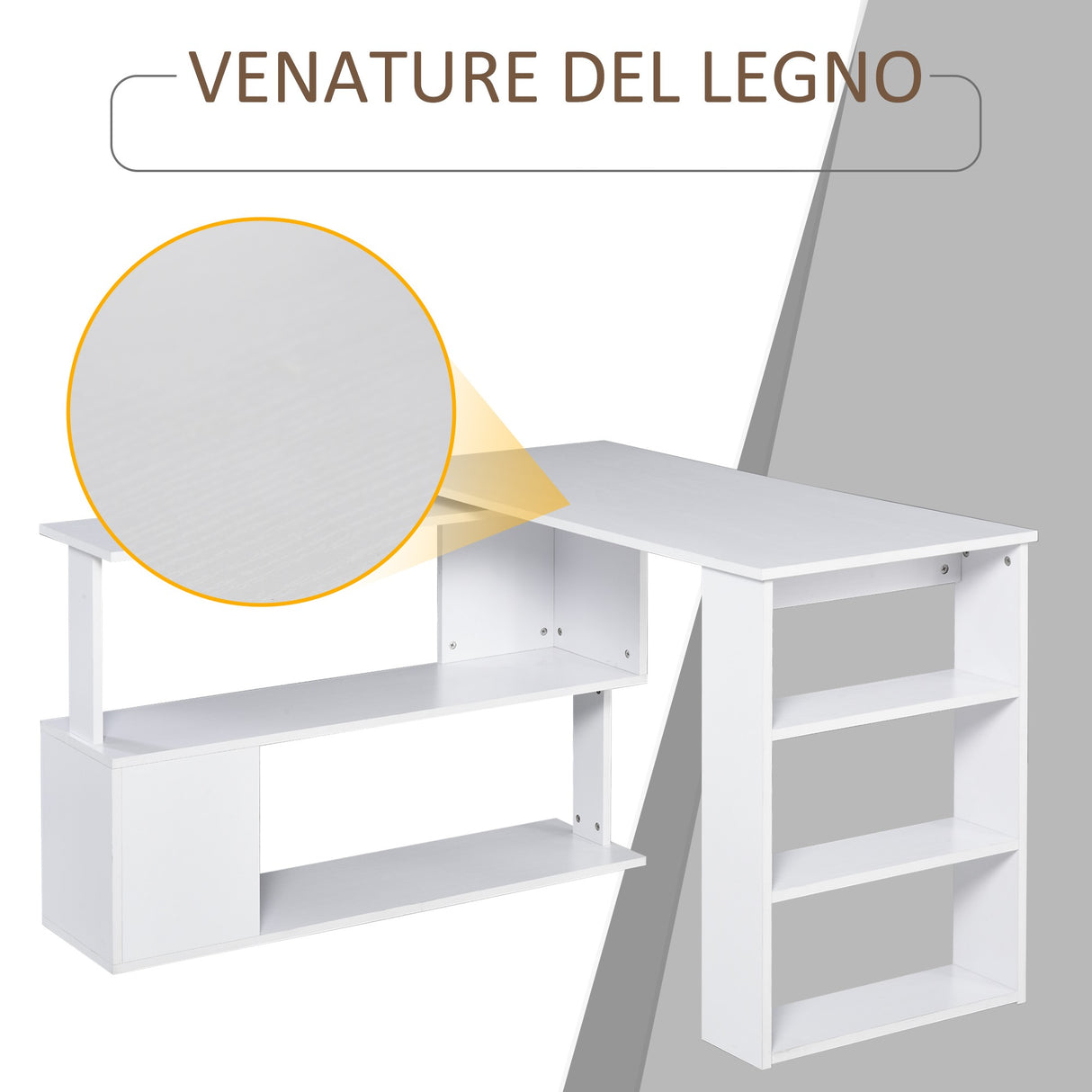 easycomfort easycomfort scrivania ad angolo con 5 ripiani 120 x 100 x 74 5cm bianca ean 8054111845861