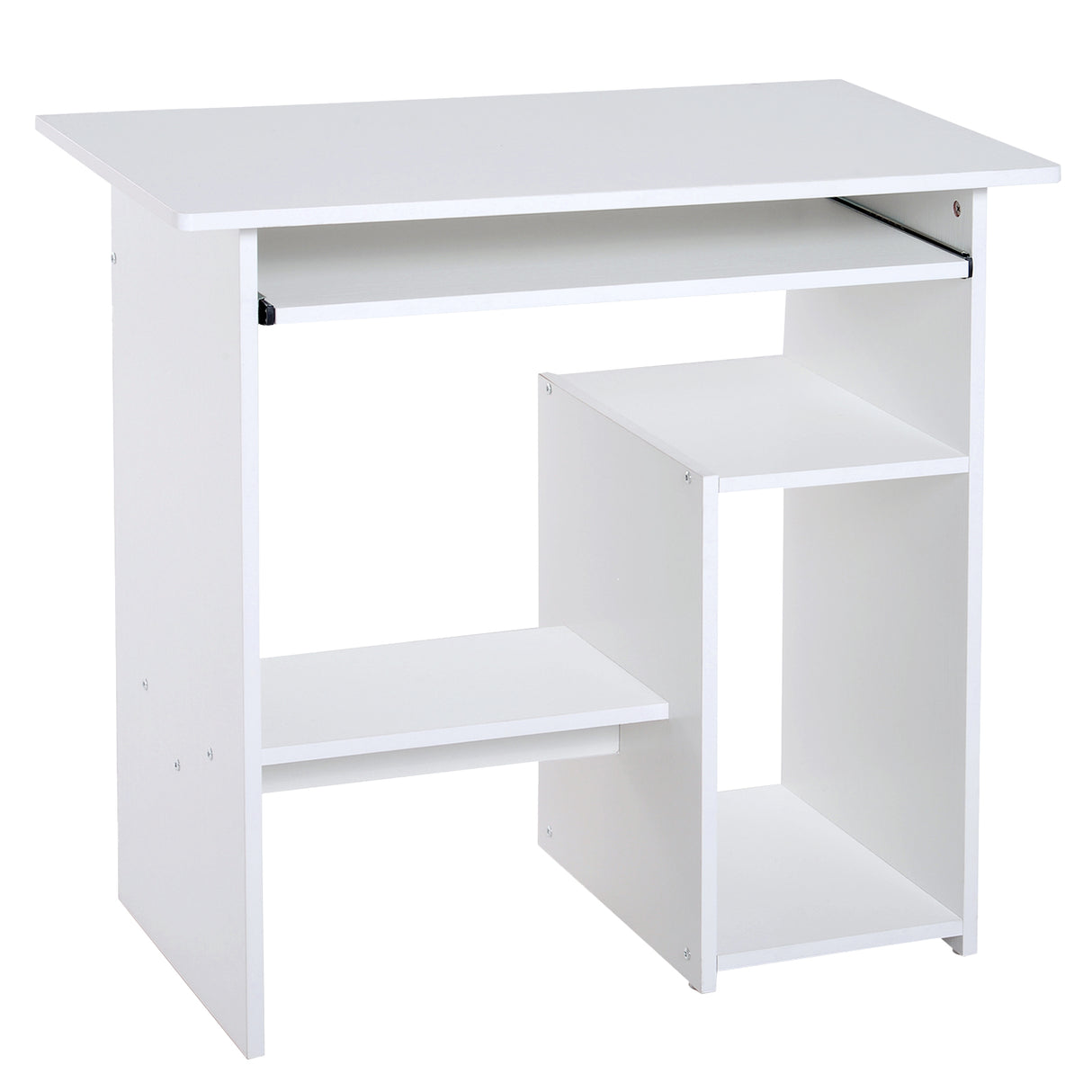 easycomfort easycomfort scrivania per computer porta pc moderna salvaspazio scrivania da uffcio con ripiano per cpu e mensola tastiera estraibile in legno 80x45x75cm bianco