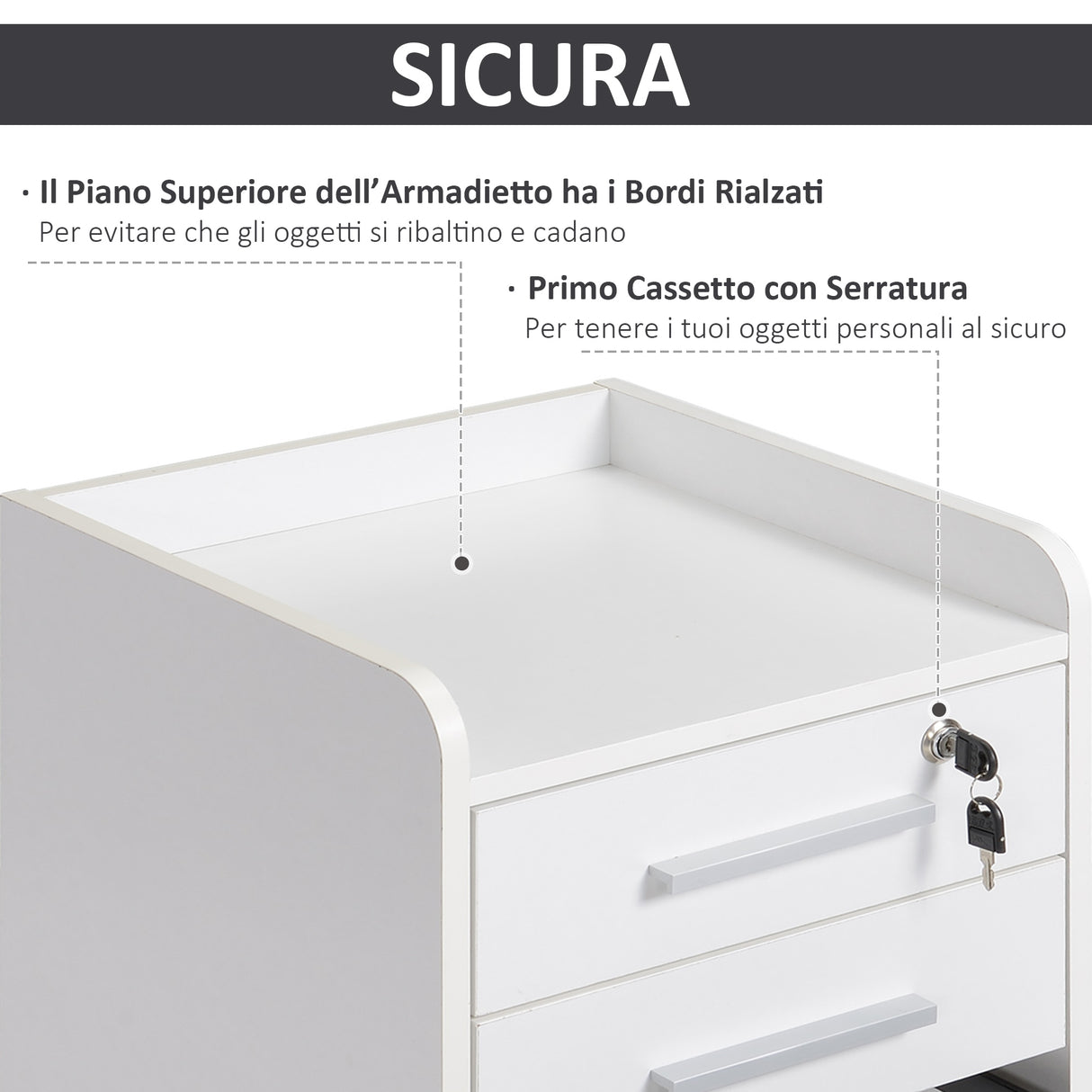 easycomfort easycomfort cassettiera portadocumento da ufficio bianca in legno 3 cassetti con chiavi e 5 ruote 39 2 x 40 x 65 4cm ean 8054144130576