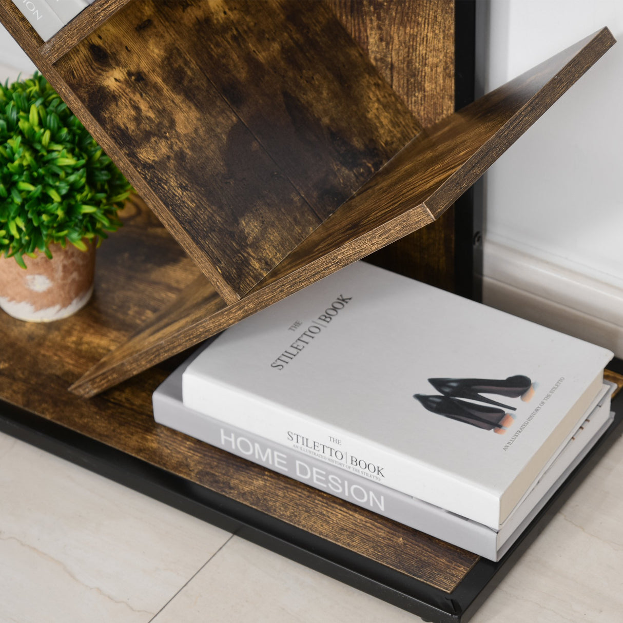 easycomfort easycomfort scaffale libreria design scaffale in legno ad albero in stile industriale con 10 ripiani color legno ean 8054111846301