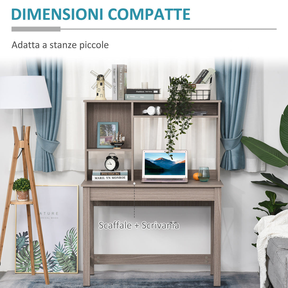 easycomfort easycomfort scrivania scaffale con libreria sopra in legno per camera cameretta o ufficio salvaspazio 105x50x137 5cm ean 8054144132228