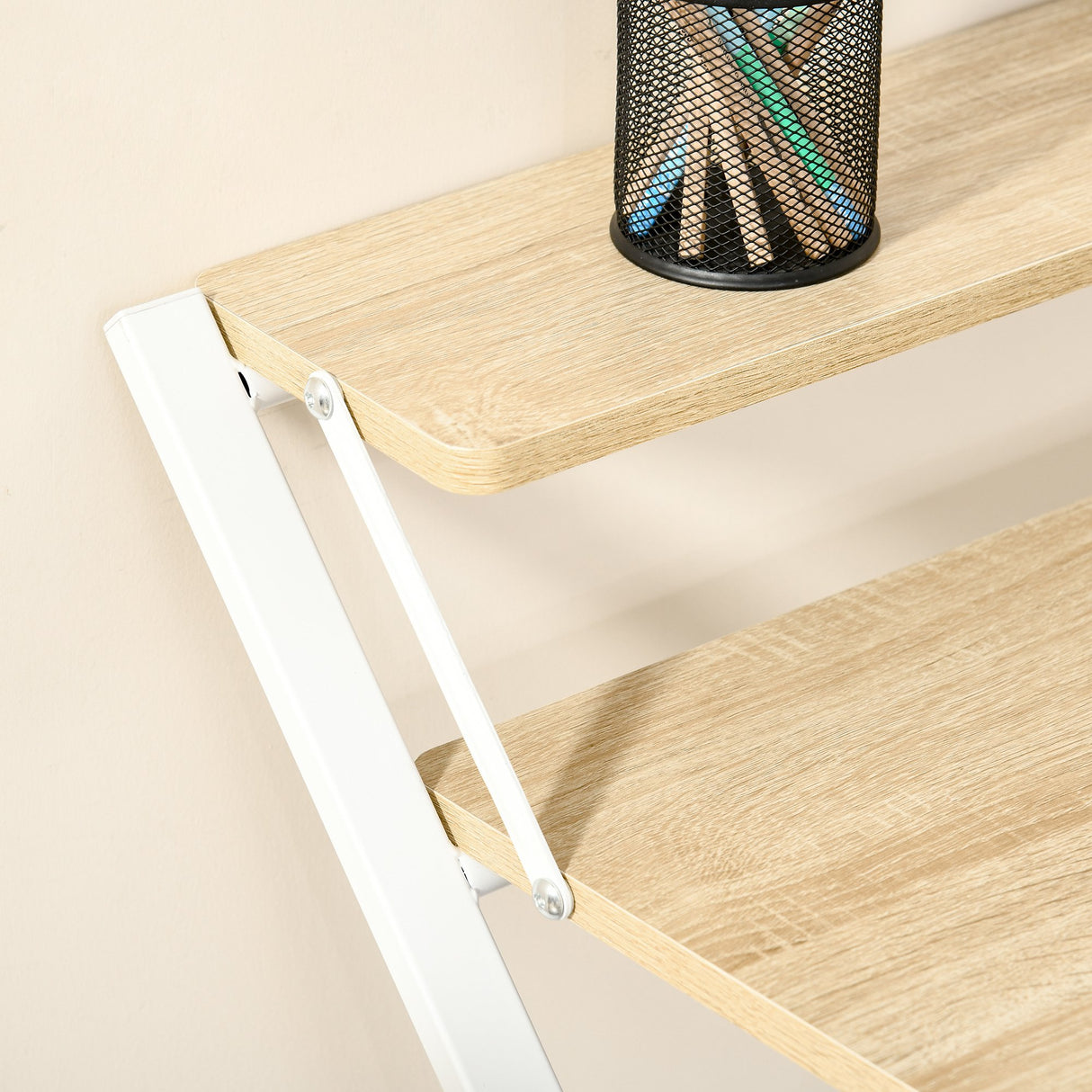 easycomfort easycomfort scrivania pieghevole salvaspazio con mensola superiore per camera e ufficio 81 5x70x84cm color legno e bianco