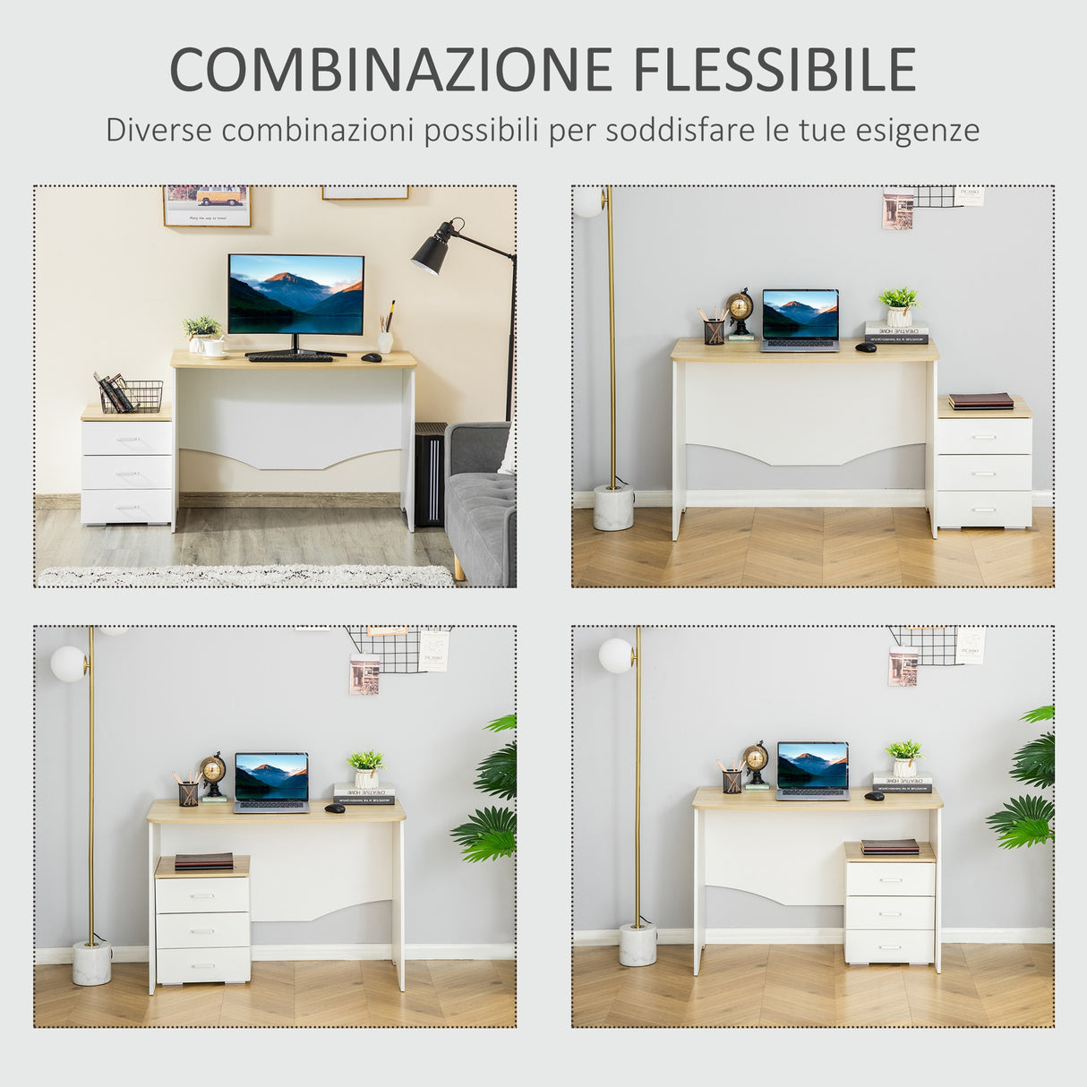 easycomfort easycomfort scrivania con cassettiera moderna in legno scrivania pc per camera e ufficio 110x55x75cm