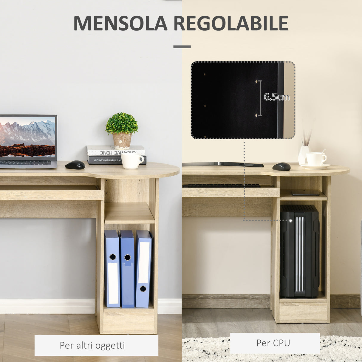 easycomfort easycomfort scrivania da pc per ufficio con scaffali cassetti e ripiano testiera in legno 125x60x74cm