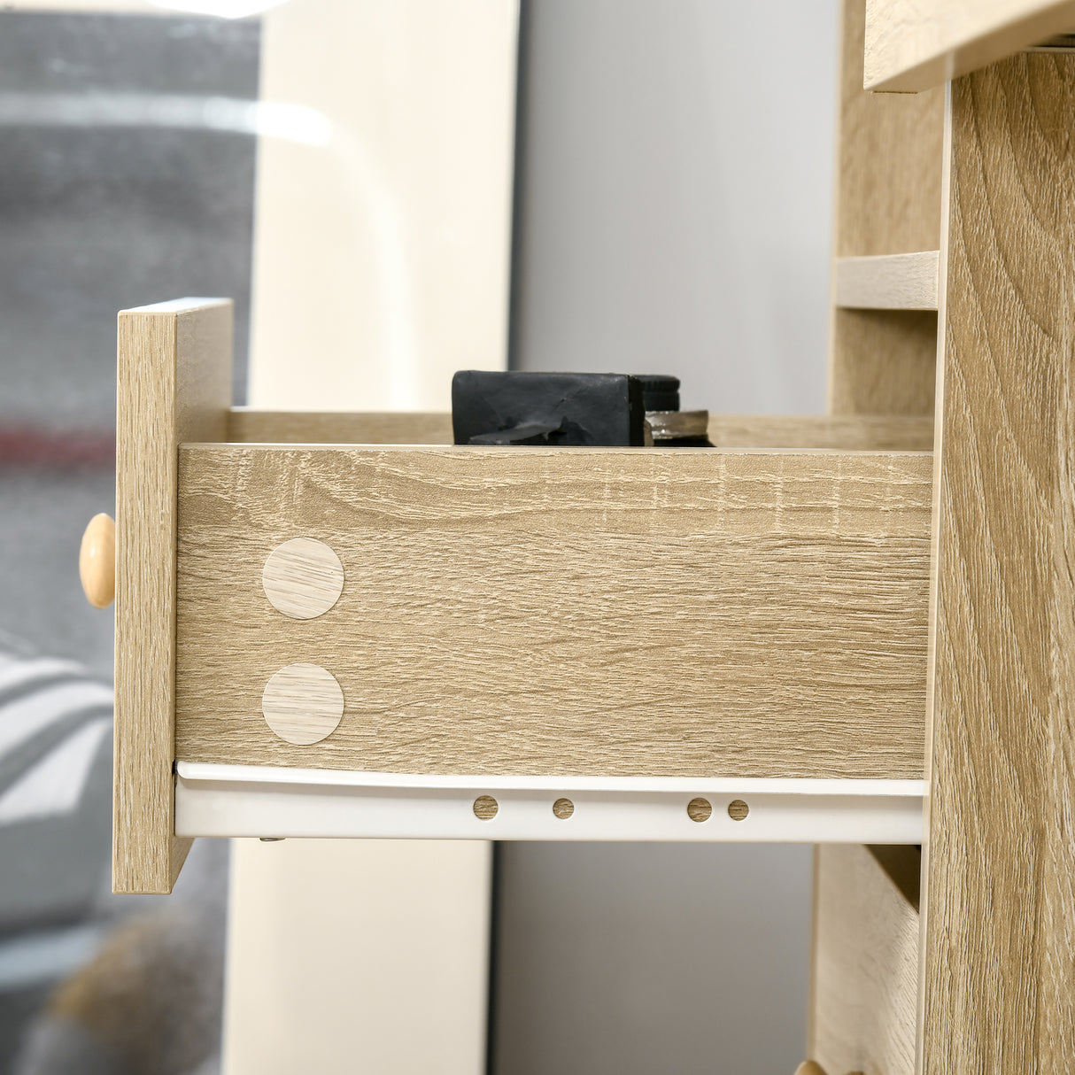 easycomfort easycomfort scrivania da pc per ufficio con scaffali cassetti e ripiano testiera in legno 125x60x74cm