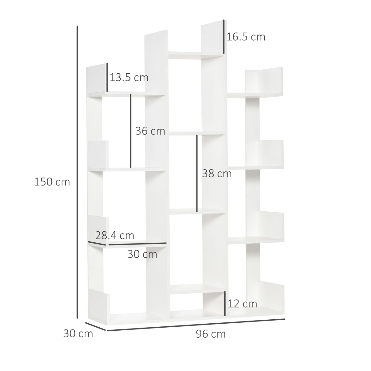 easycomfort easycomfort mobile libreria ad albero con 13 ripiani in legno truciolare 96x30x150cm
