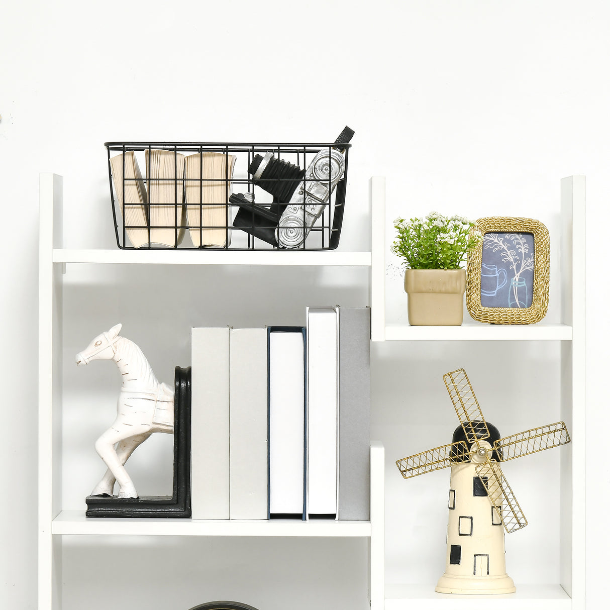 easycomfort easycomfort libreria moderna a 6 livelli con 11 scaffali aperti per studio e soggiorno 61x23x162 6 cm bianco